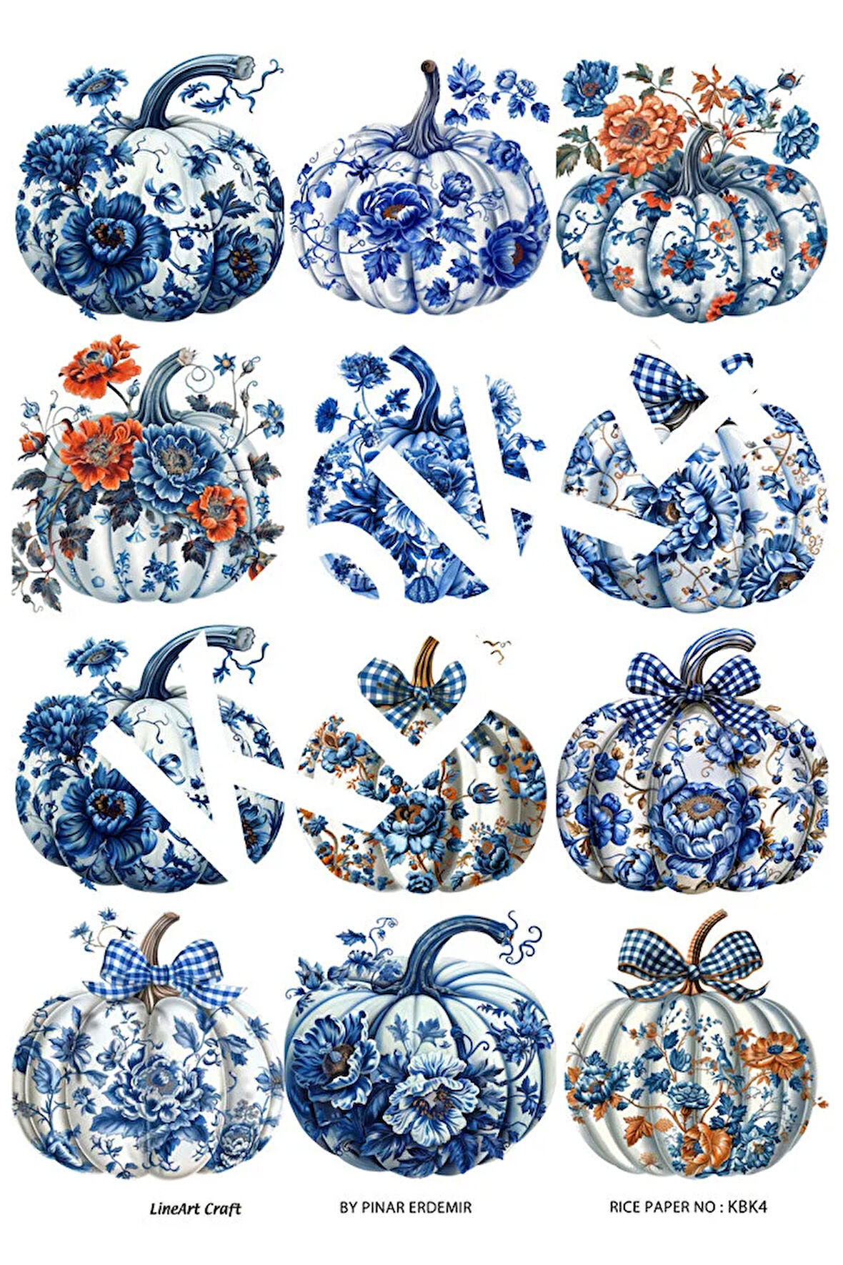 Kabak Serisi Halloween, Kabak, Pumpkin KBK4 Pirinç Dekopaj 30*42 cm
