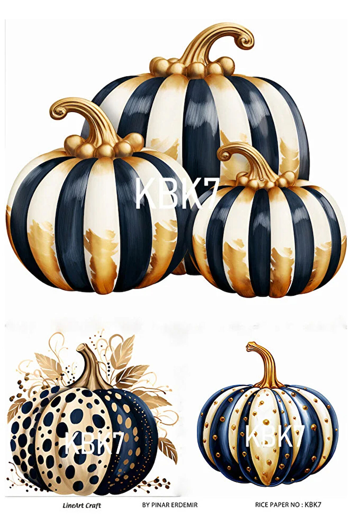 Kabak Serisi Halloween, Kabak, Pumpkin KBK7 Pirinç Dekopaj 30*42 cm