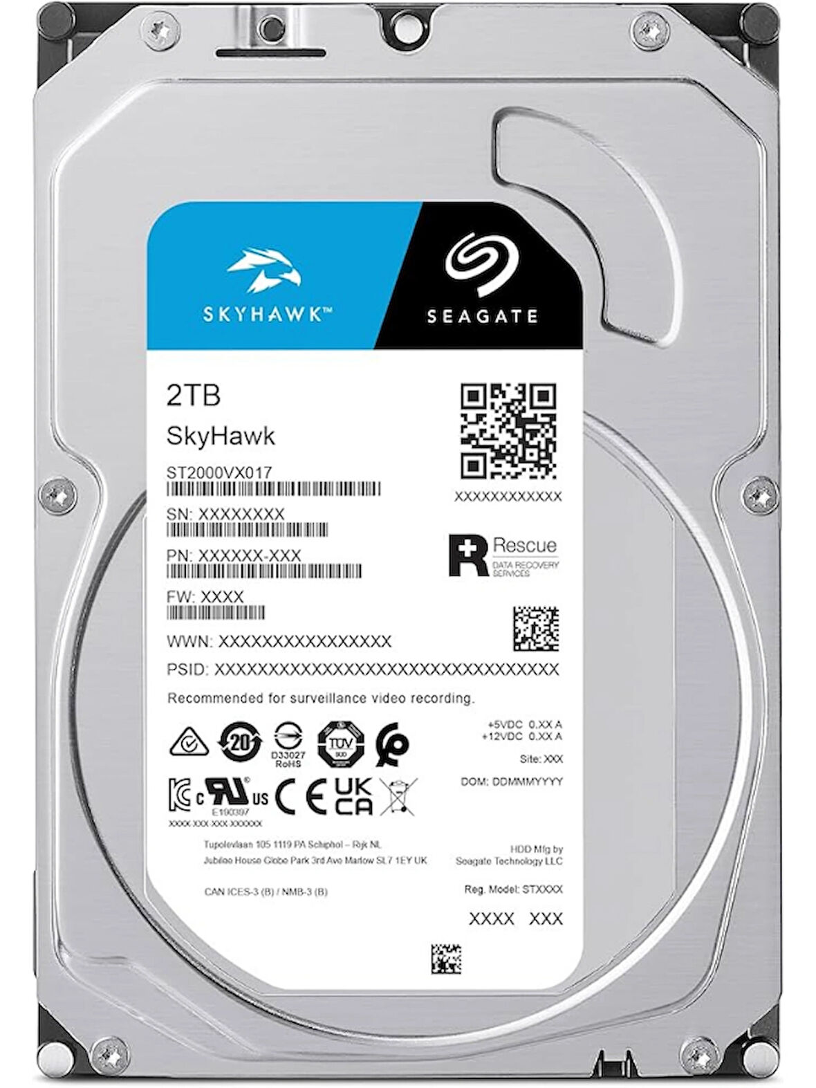 2 TB SEAGATE SKYHAWK 256MB 7/24  ST2000VX017