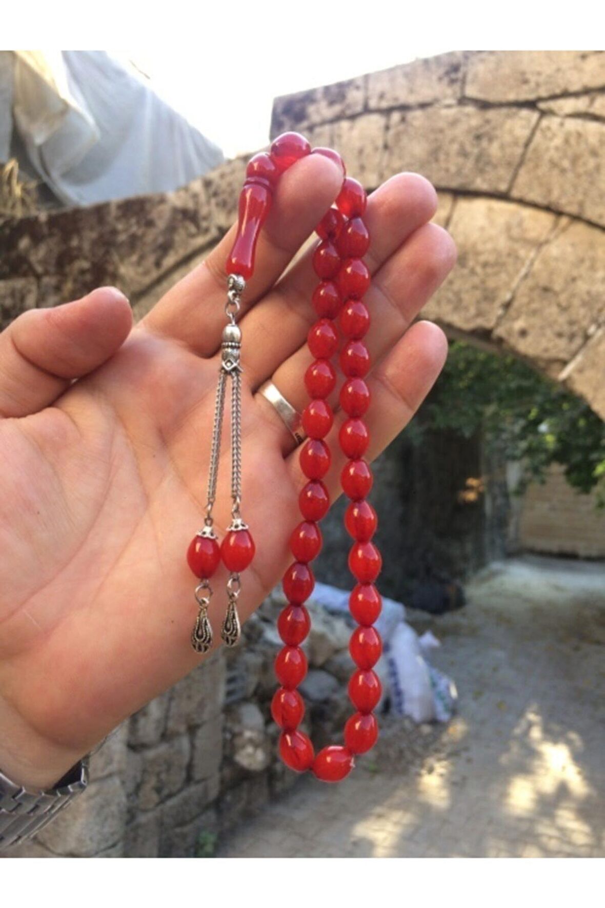 Vişne Çürüğü Tonunda Beyzi Kesim Iran Bağası Toz Kehribar Tesbih