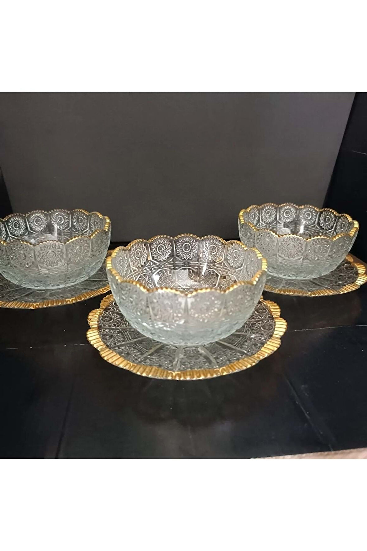 Almarandı Mr-803 Vıenna Yaldızlı 6 Lı Tabaklı Kase Seti