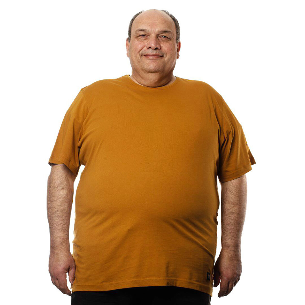 M-221 Erkek T-Shirt Süprem Bisiklet Yaka Kısa Kol 7XL HARDAL