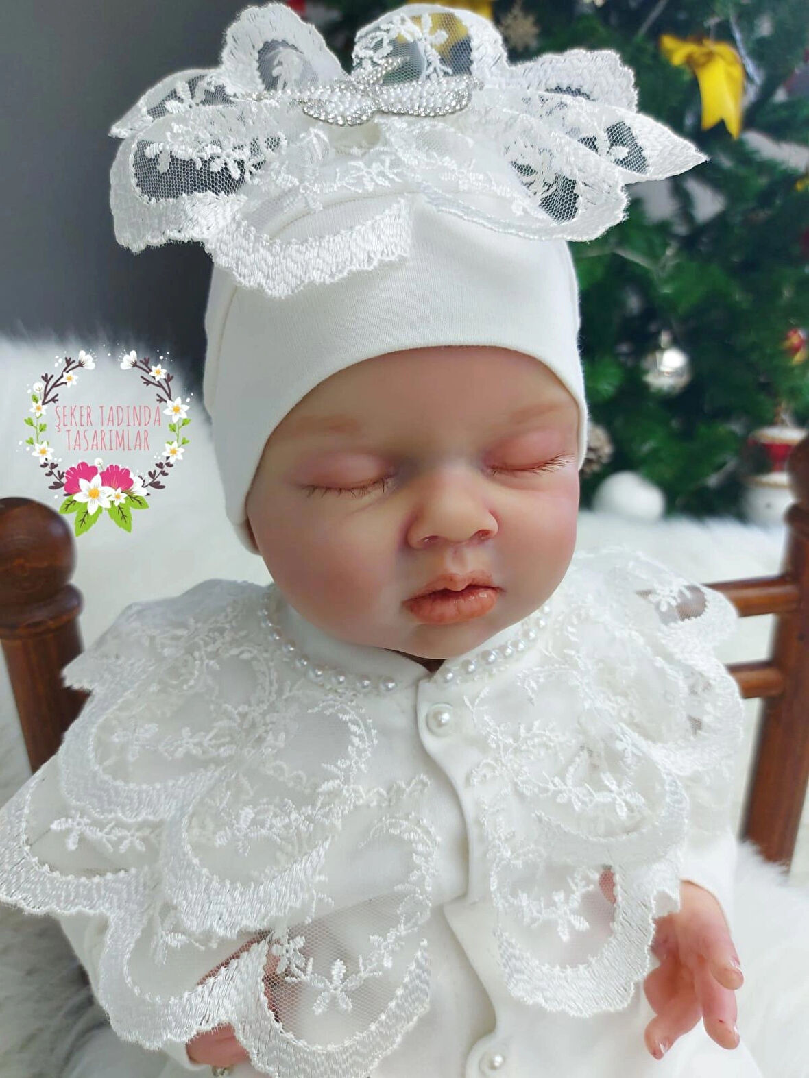 Güpür Ve Inci Detaylı Kız Bebek Tulum Seti,mevlüt Takımı