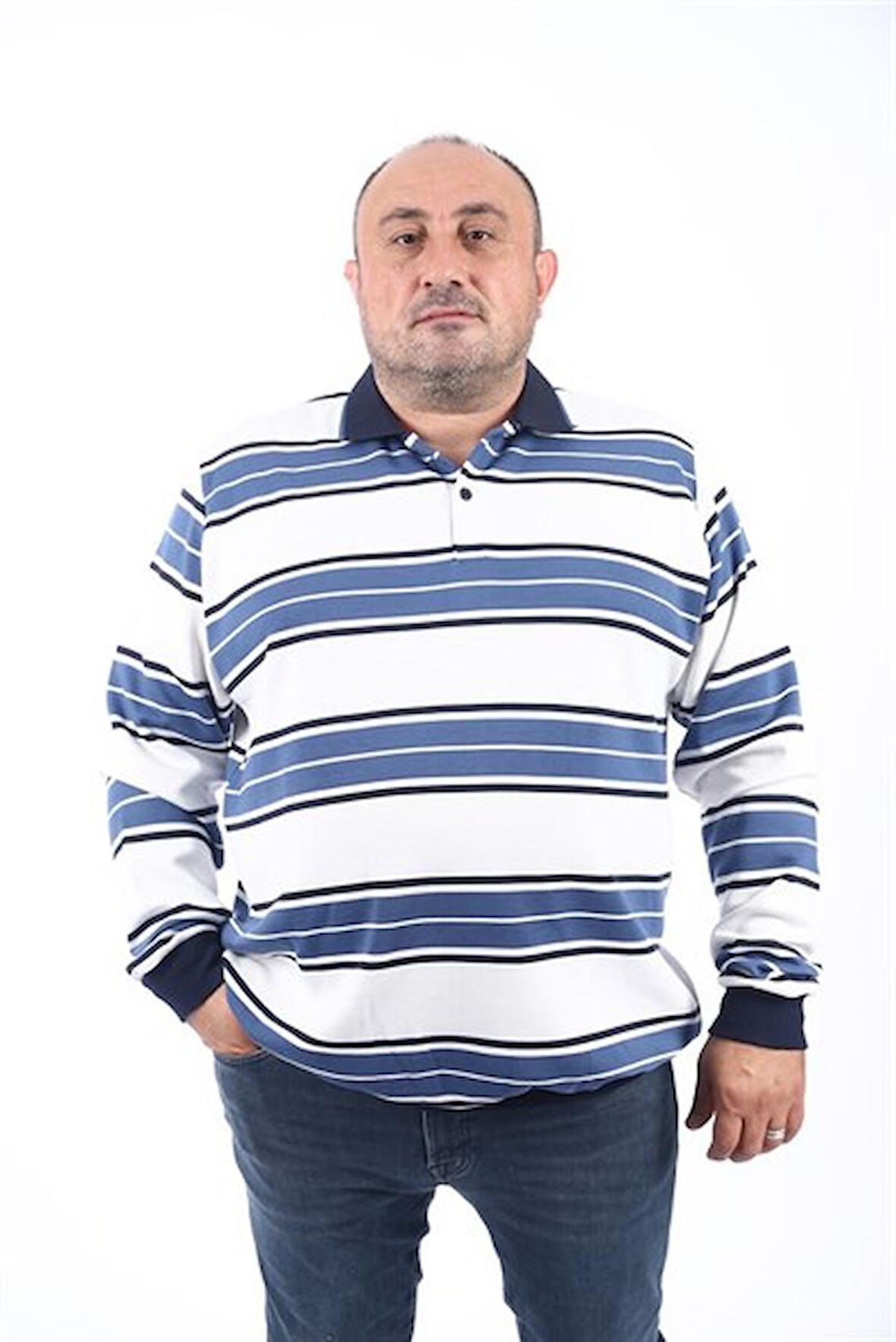 Starbattal Büyük Beden Erkek Polo Yaka Selanik Sweatshirt 22405-1150