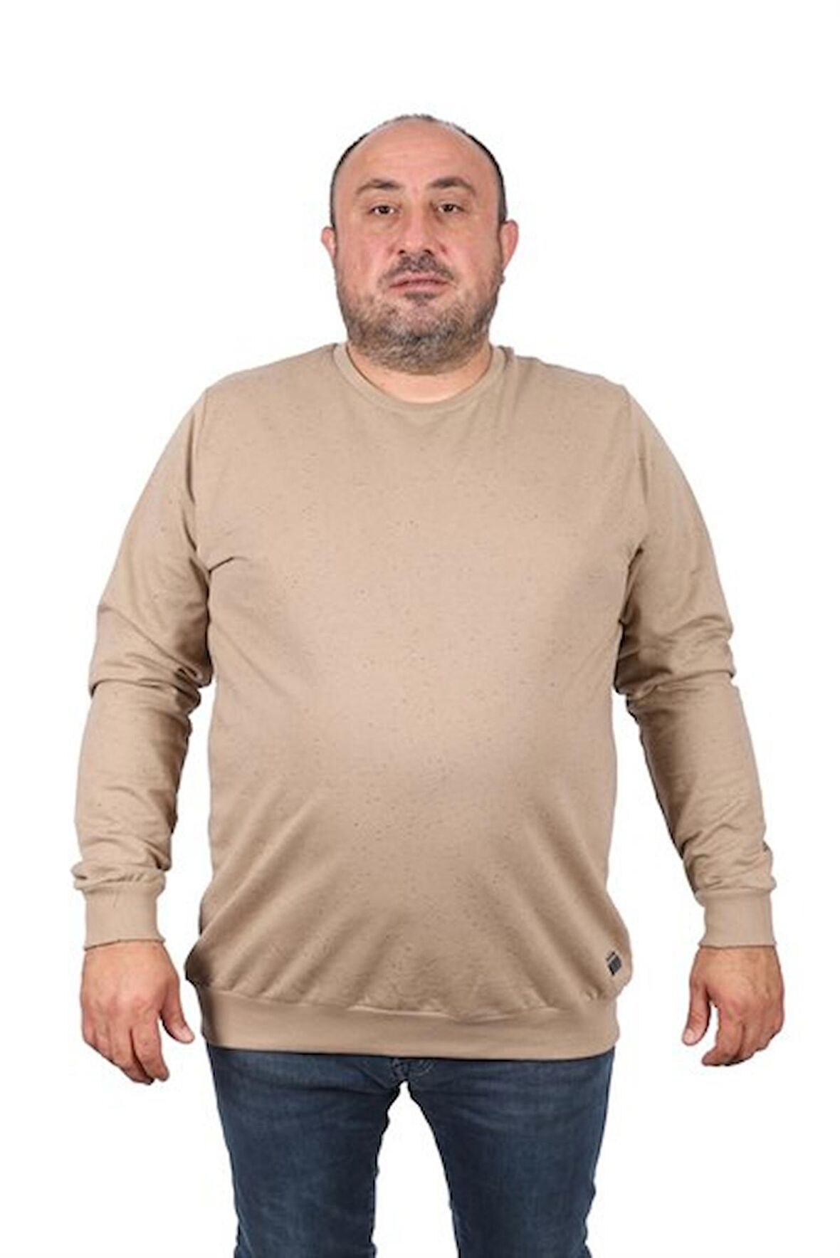 Starbattal Büyük Beden Sweatshirt Bisiklet Yaka Deri Arma 22703-2151