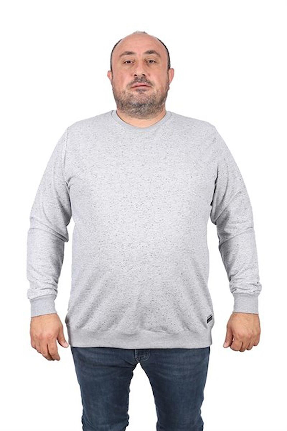 Starbattal Büyük Beden Sweatshirt Bisiklet Yaka Deri Arma 22703-2135