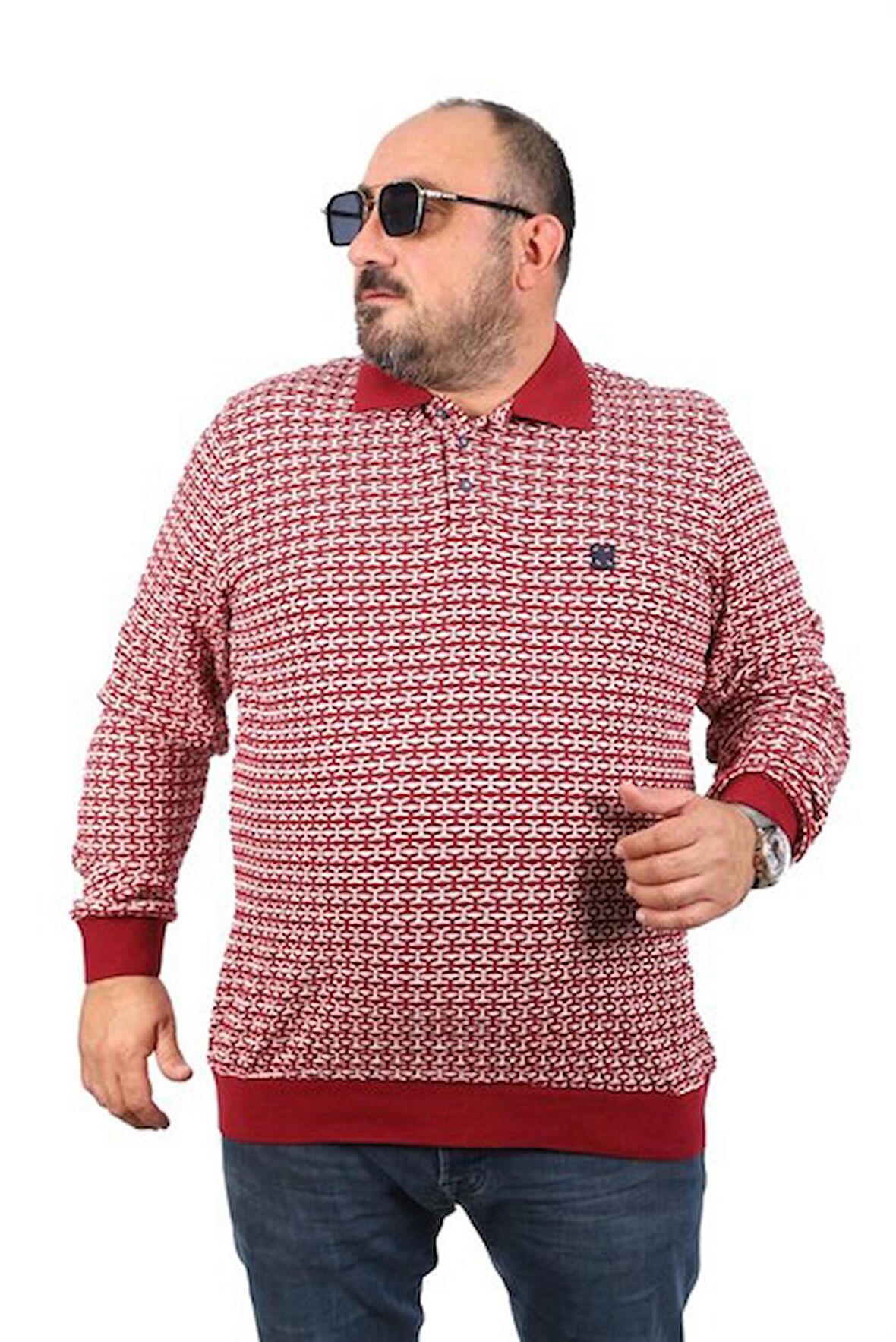 Starbattal Büyük Beden Erkek Sweatshirt Polo Yaka 22714-714