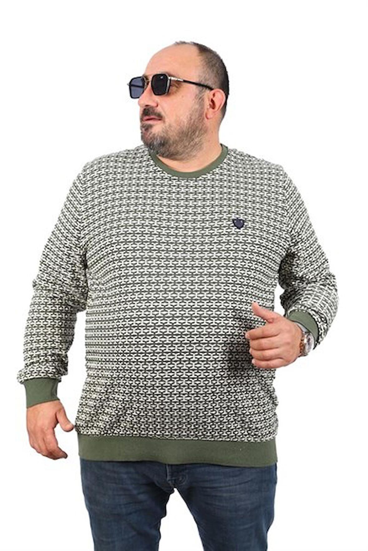 Starbattal Büyük Beden Erkek Bisiklet Yaka Sweatshirt 22715-771