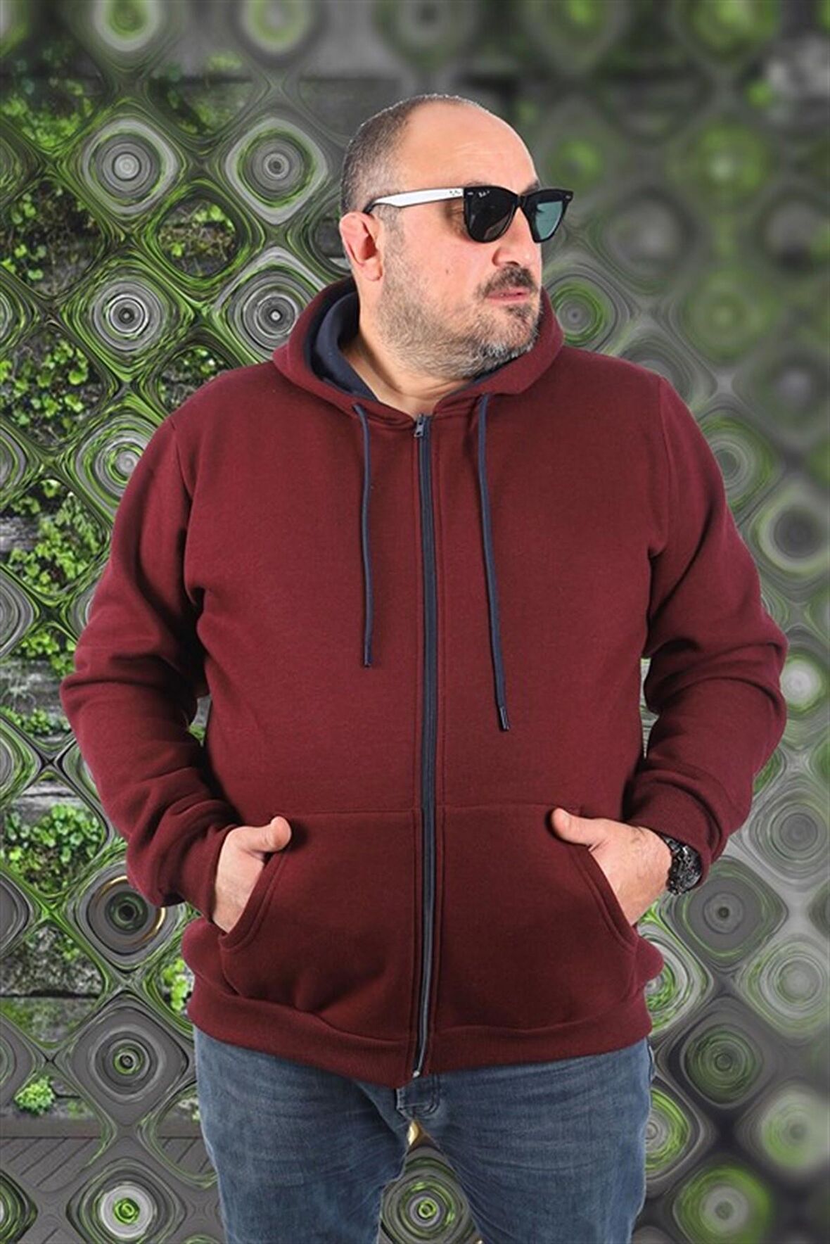 Starbattal Büyük Beden Unisex Kapüşonlu 3ip Sweat 11701 MURDUM