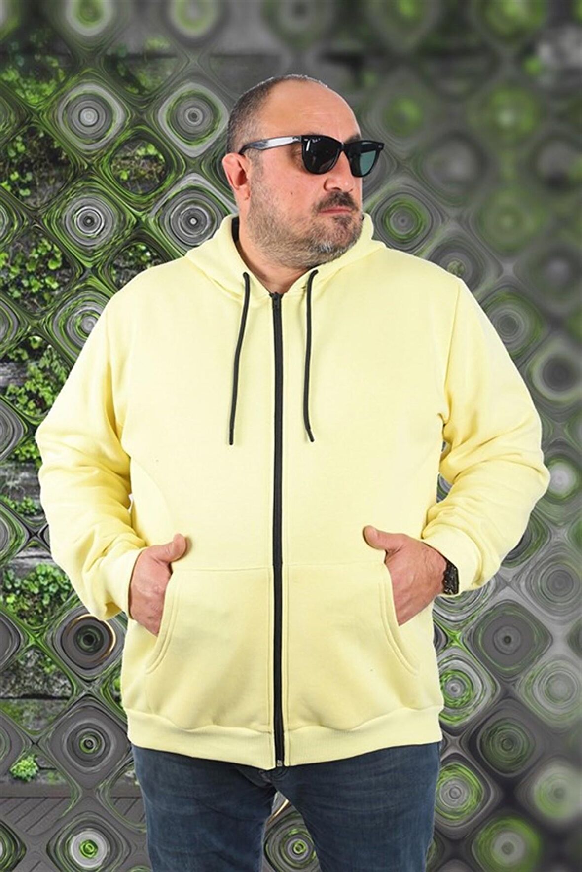 Starbattal Büyük Beden Unisex Kapüşonlu 3ip Sweat 11701 SARI