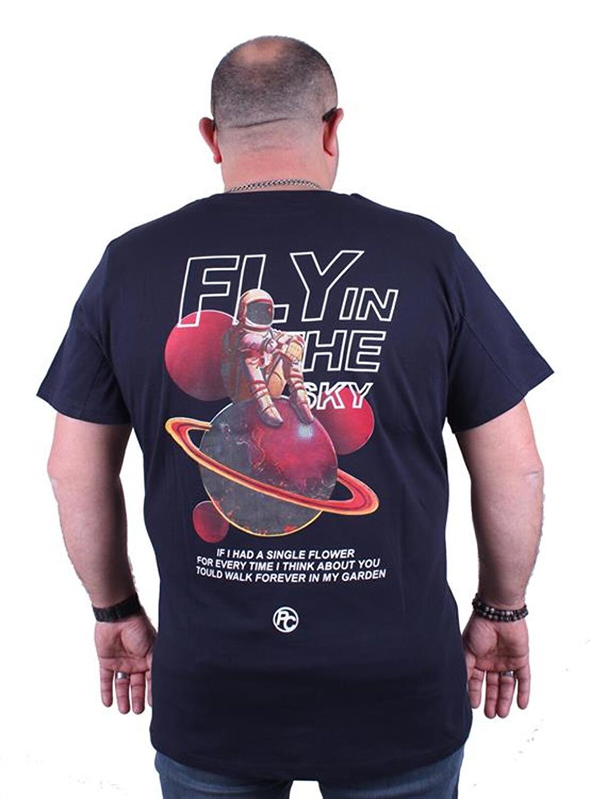 Starbattal Büyük Beden Sıfır Yaka Tişört Fly İn The Sky 23110 LACIVERT