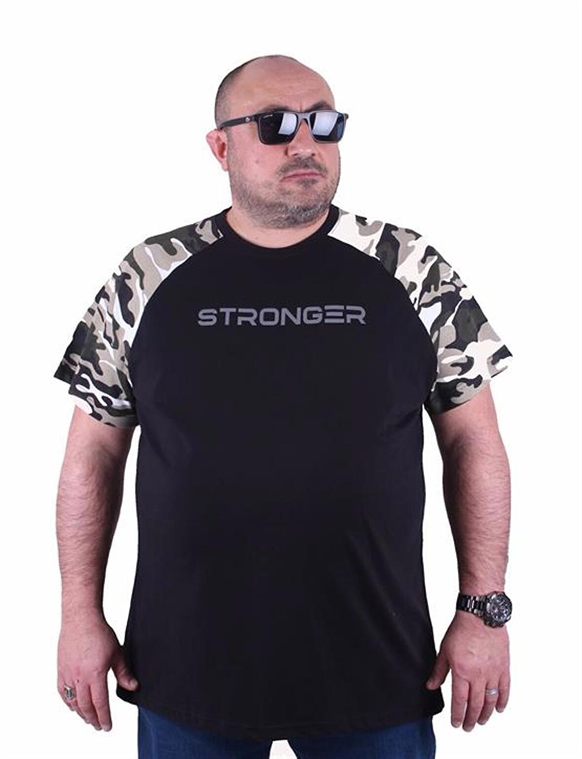 Starbattal Büyük Beden Raglan Sleeve Camouflage Erkek Tişört 23146 HAKI