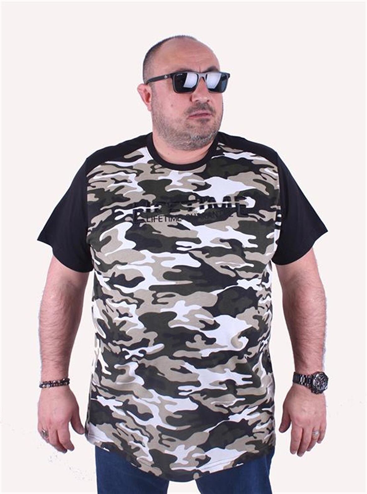 Starbattal Büyük Beden Shoulder Line Camouflage Erkek Tişört 23147 HAKI