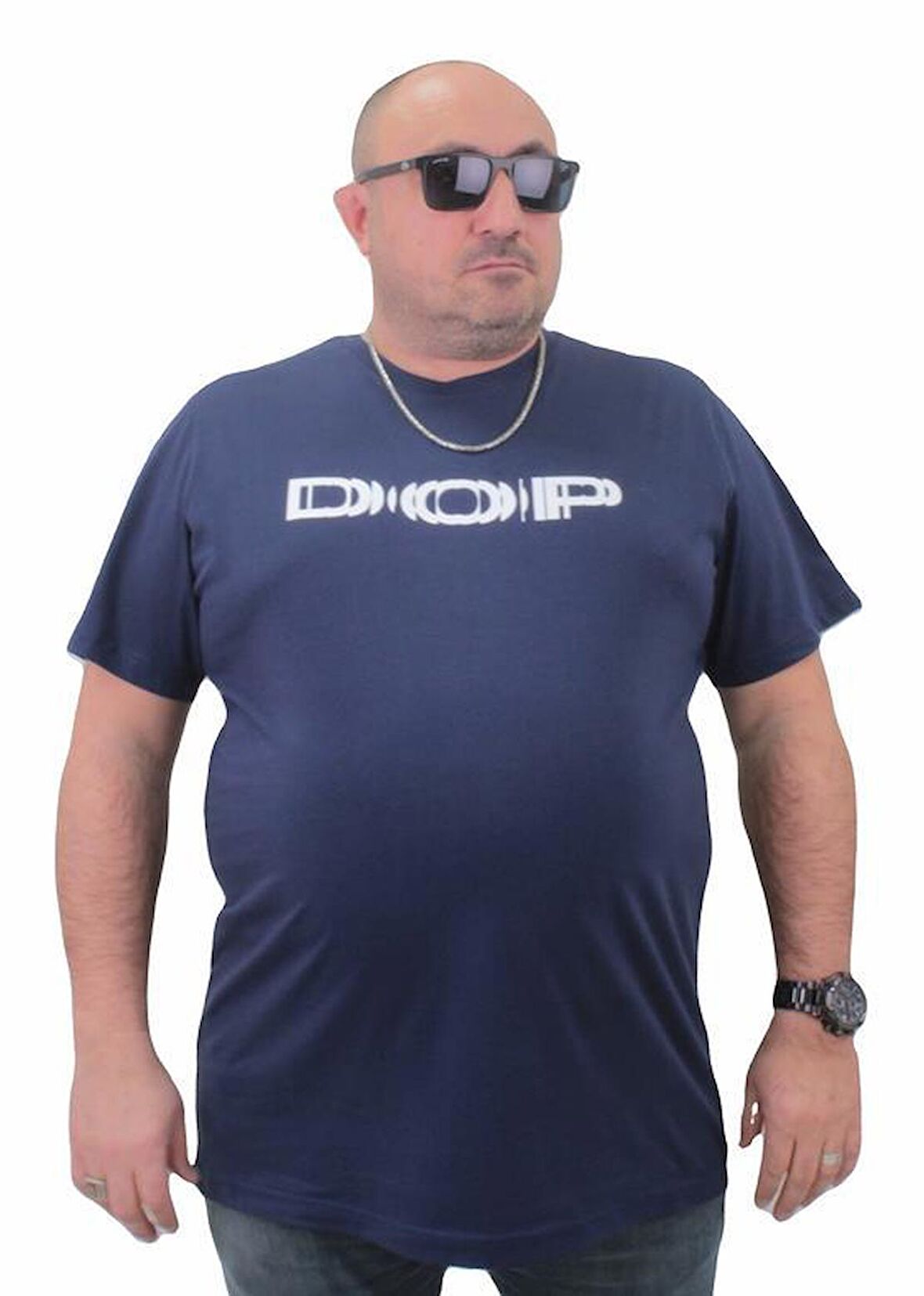 Starbattal Erkek Büyük Beden Sıfır Yaka Tişört DOP 23176 Marin