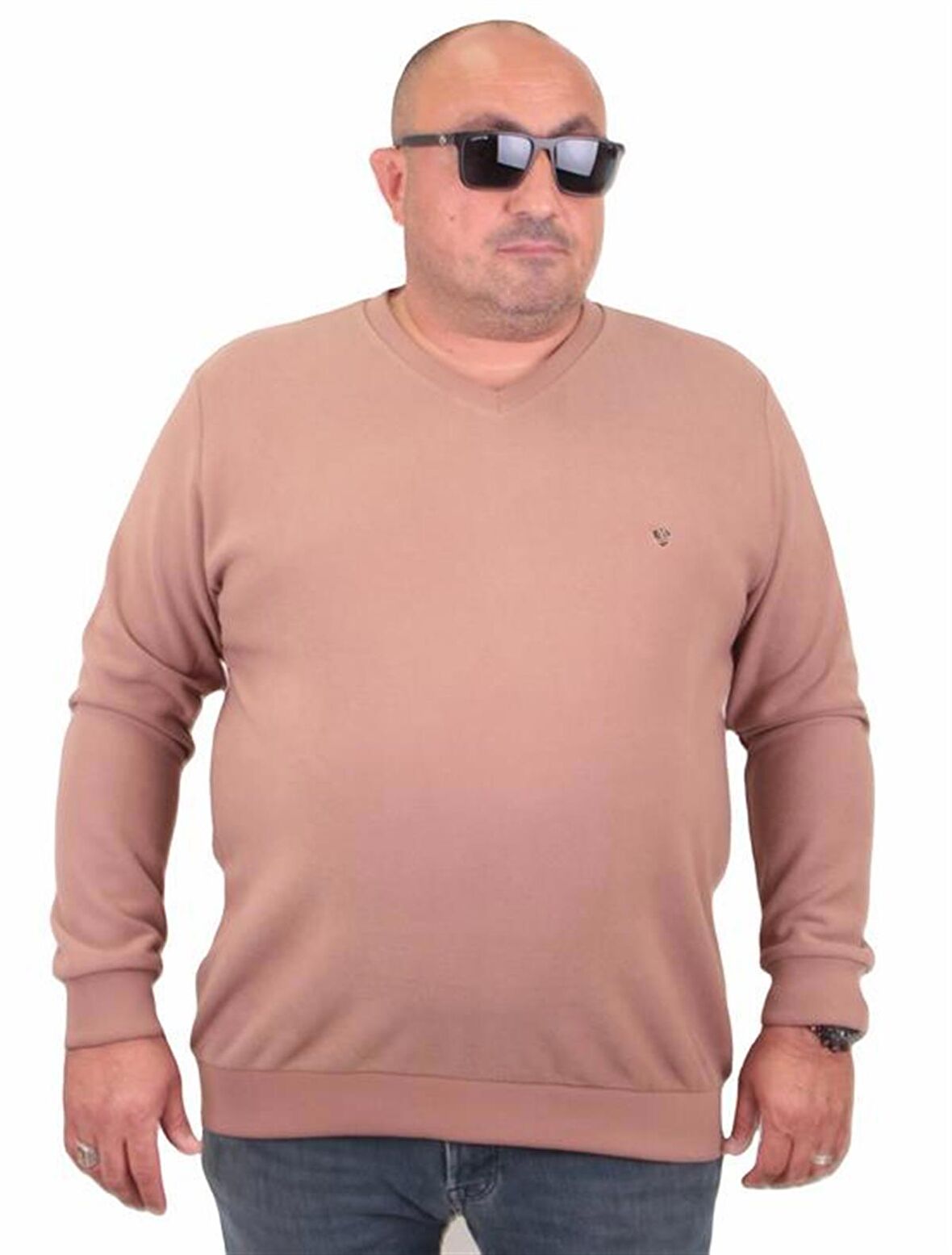 Starbattal Büyük Beden Selanik V Yaka Classic Sweat 23201 S.KAHVE