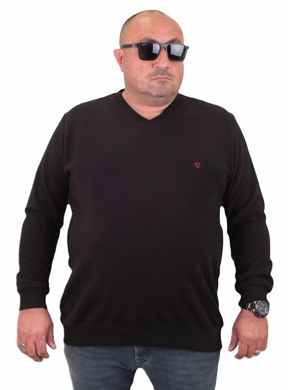 Starbattal Büyük Beden Selanik V Yaka Classic Sweat 23201 SIYAH