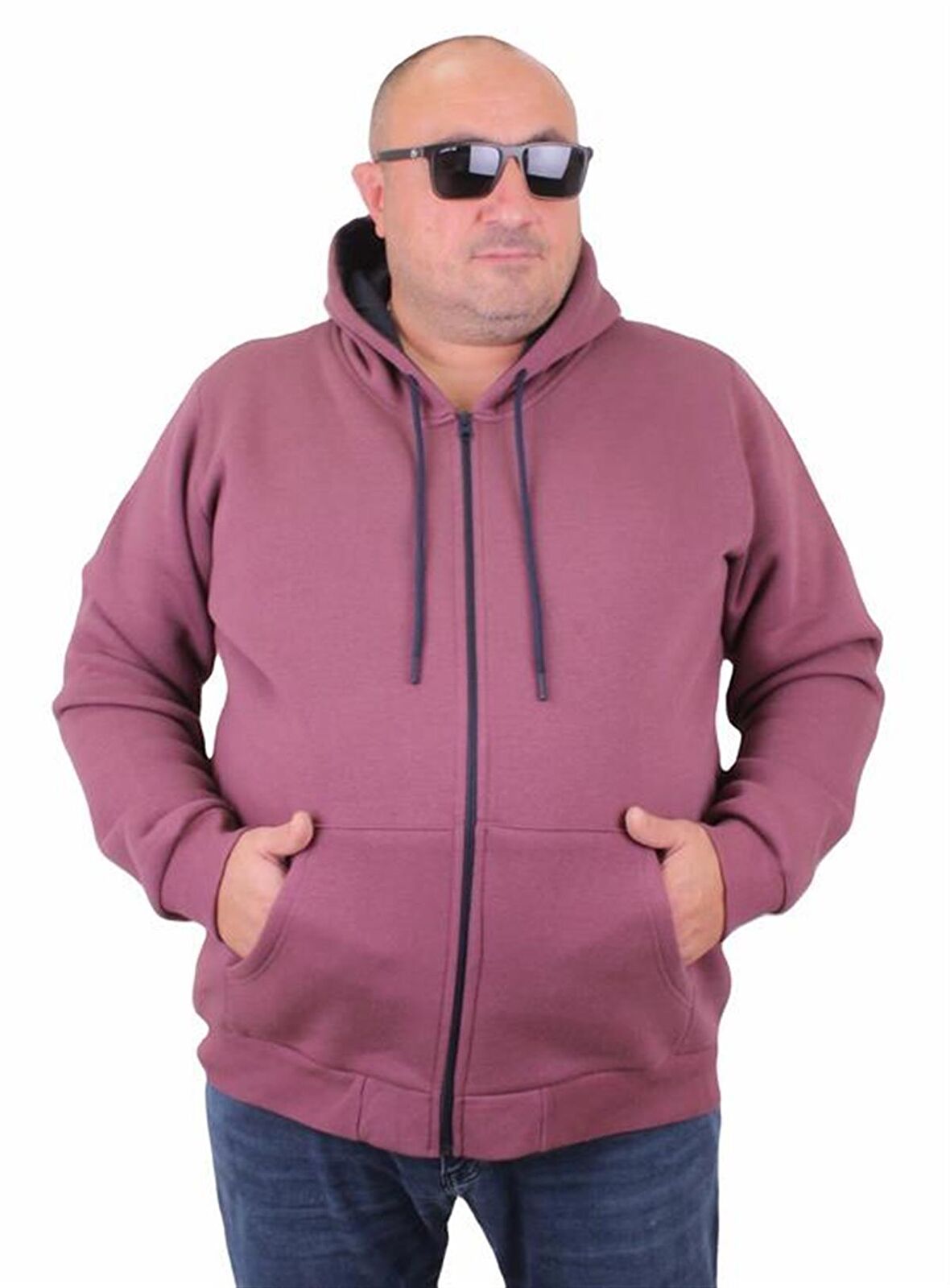 Starbattal Büyük Beden Unisex Kapüşonlu 3ip Sweat 11701 Eflatun