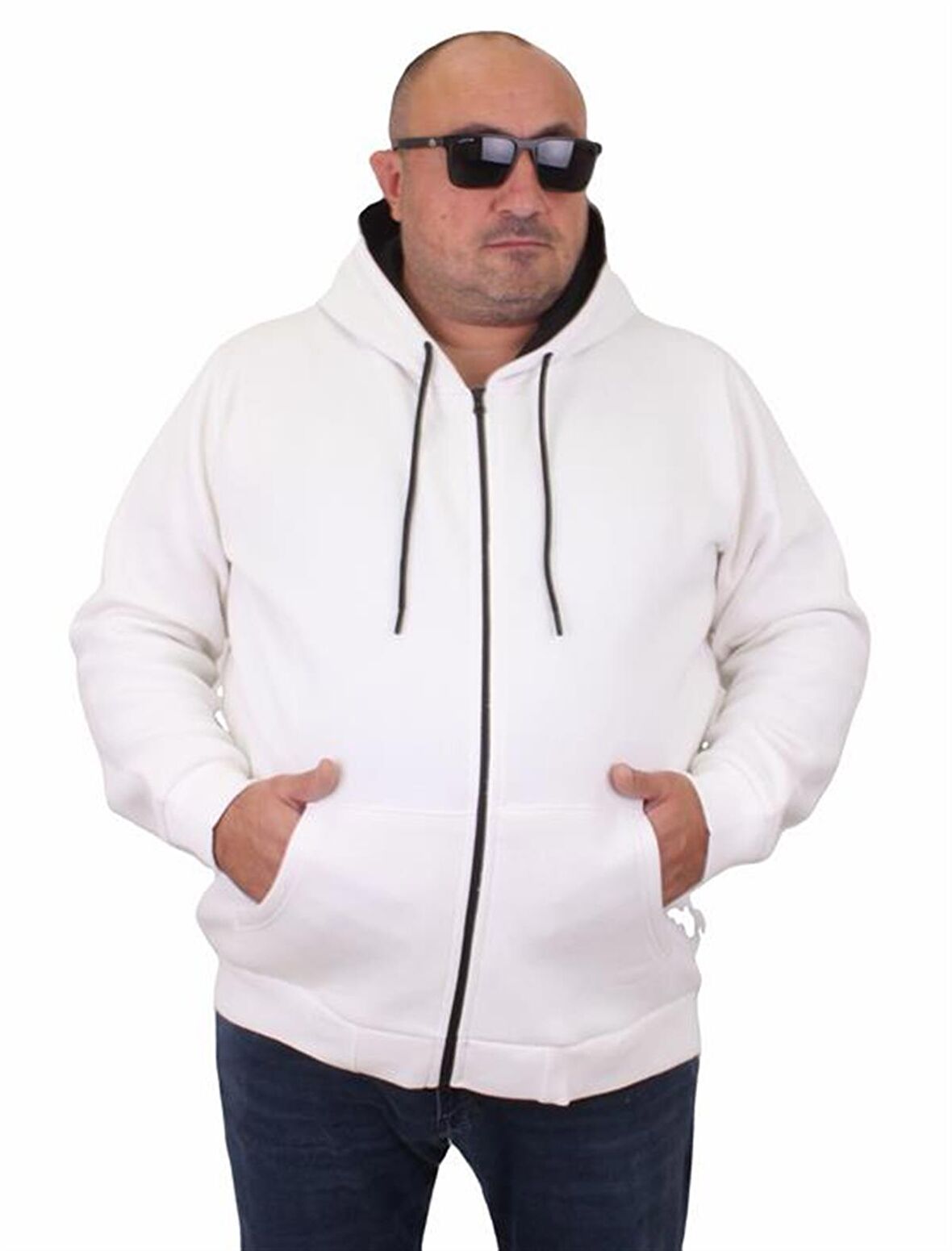 Starbattal Büyük Beden Unisex Kapüşonlu 3ip Sweat 11701 EKRU