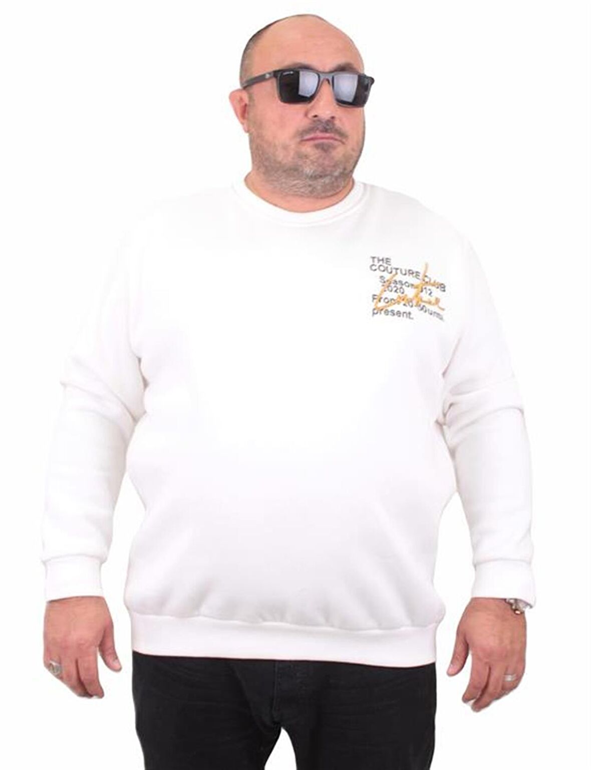 Starbattal Erkek Büyük Beden Sıfır Yaka Sweat Conture Club 23203 EKRU
