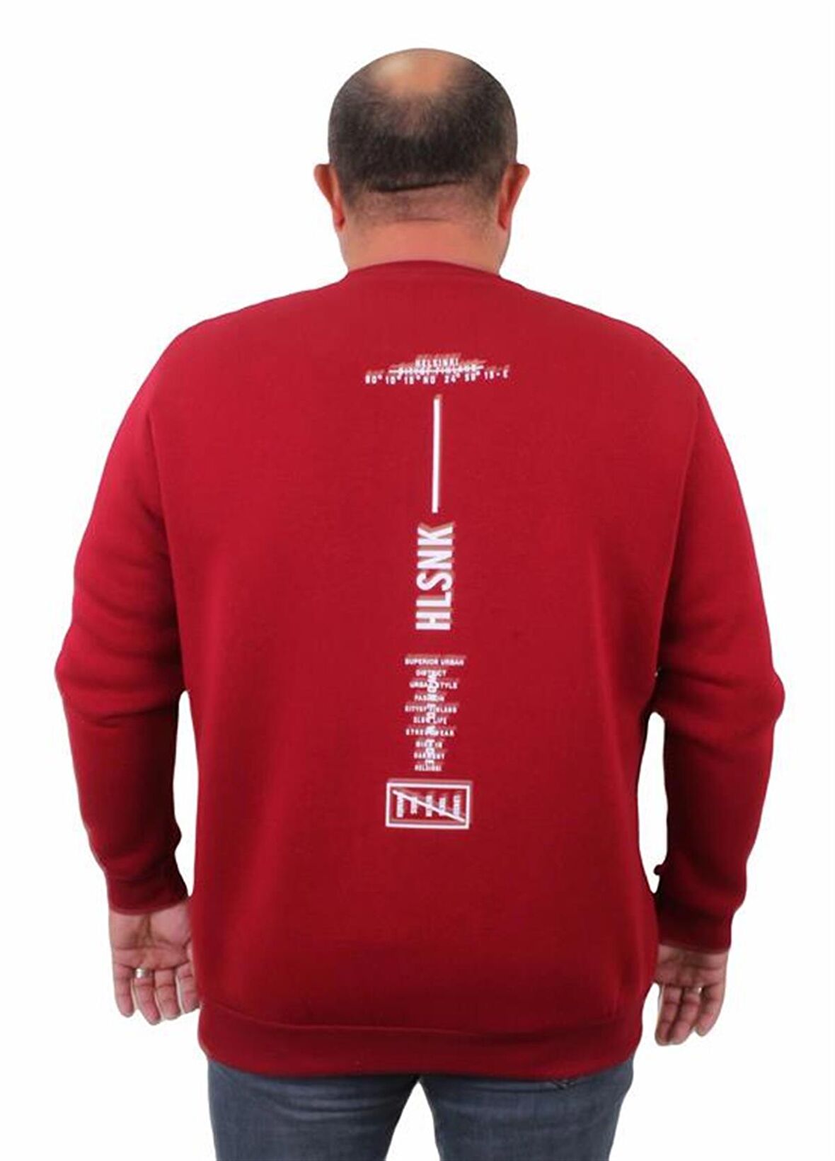 Starbattal Erkek Büyük Beden Sıfır Yaka Sweat Hlsnk 23204 BORDO