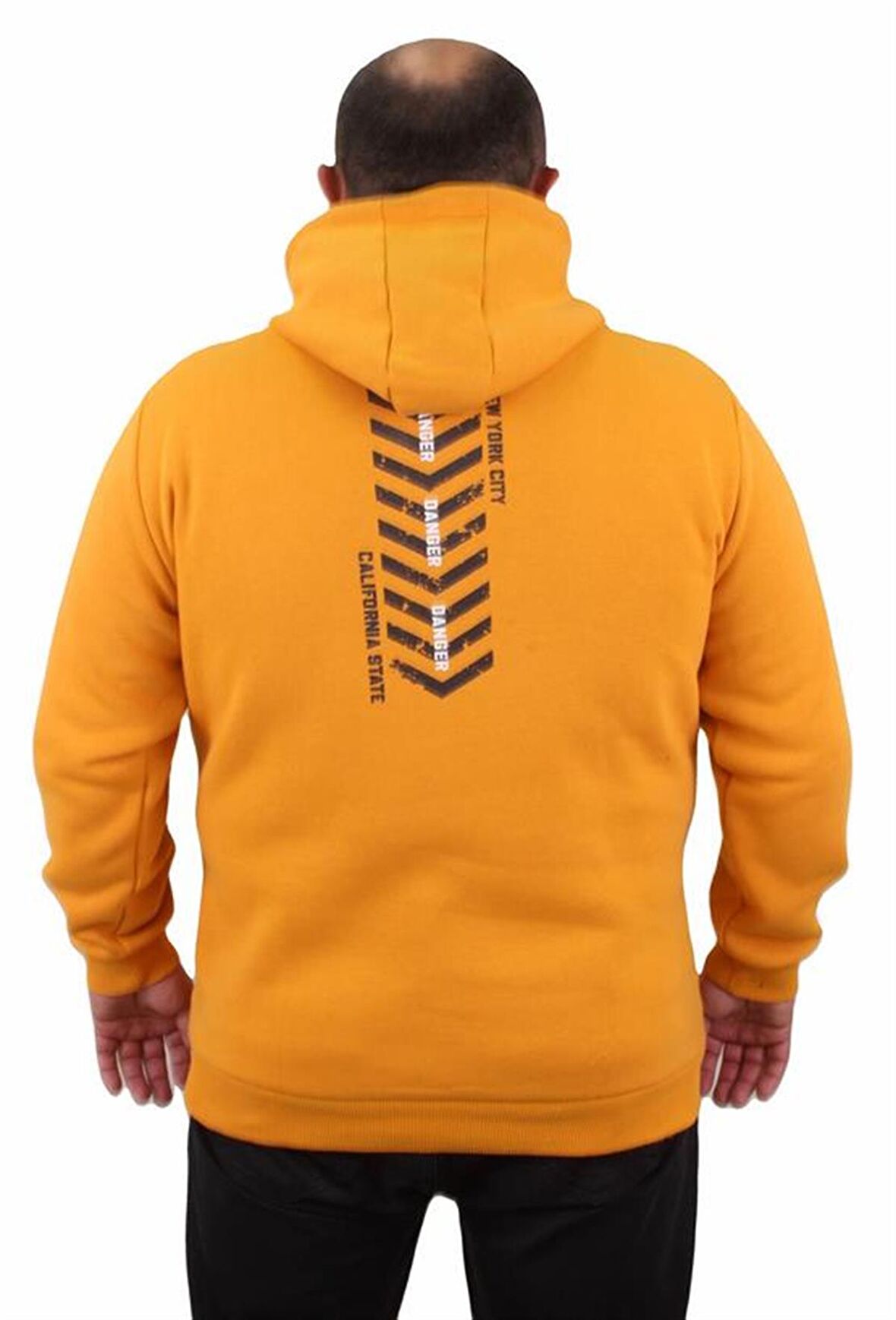 Starbattal Erkek Büyük Beden Kapuşonlu Sweat Danger 23212 HARDAL