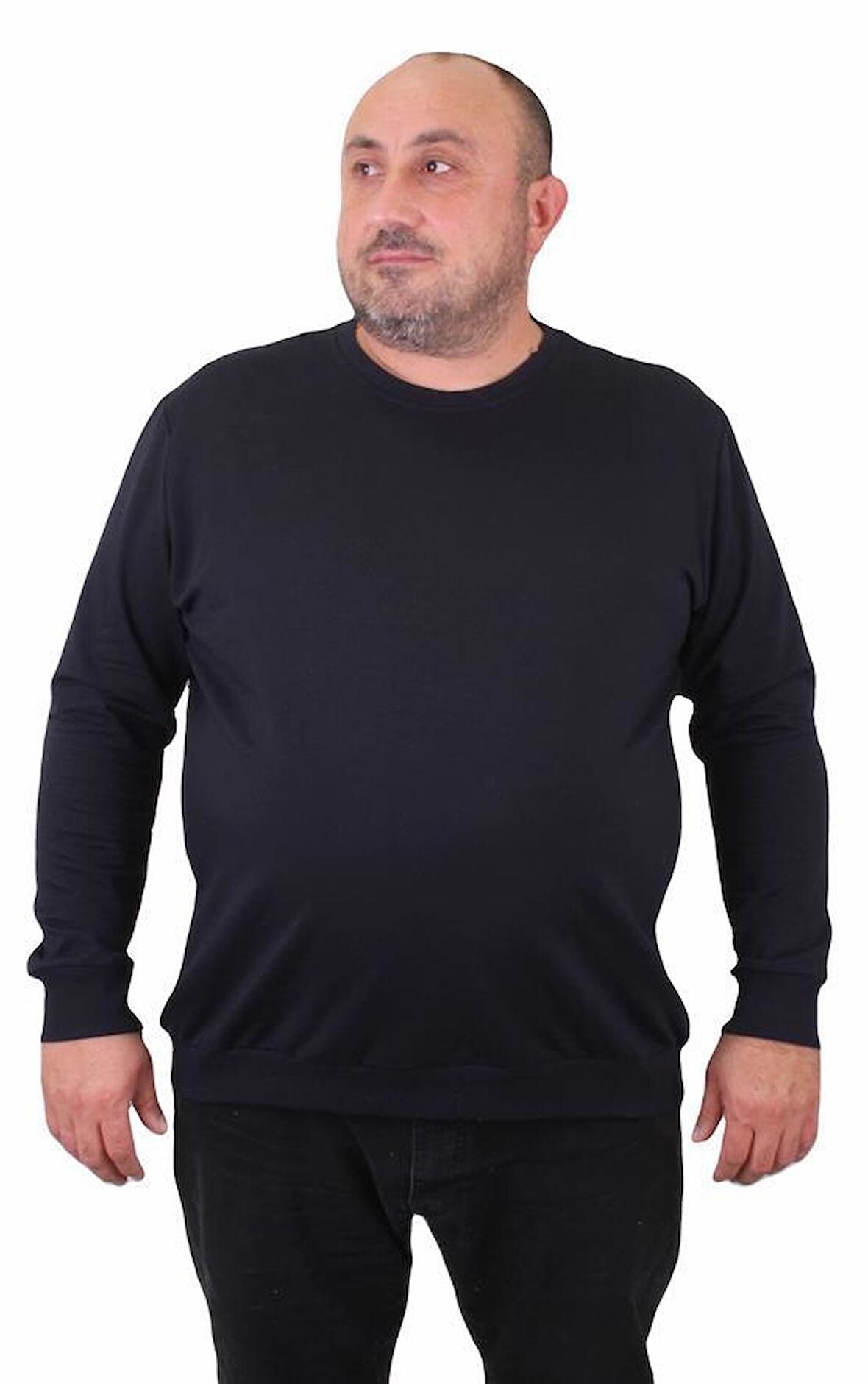 Starbattal Büyük Beden Sıfır Yaka Classic Sweat 23216 LACIVERT