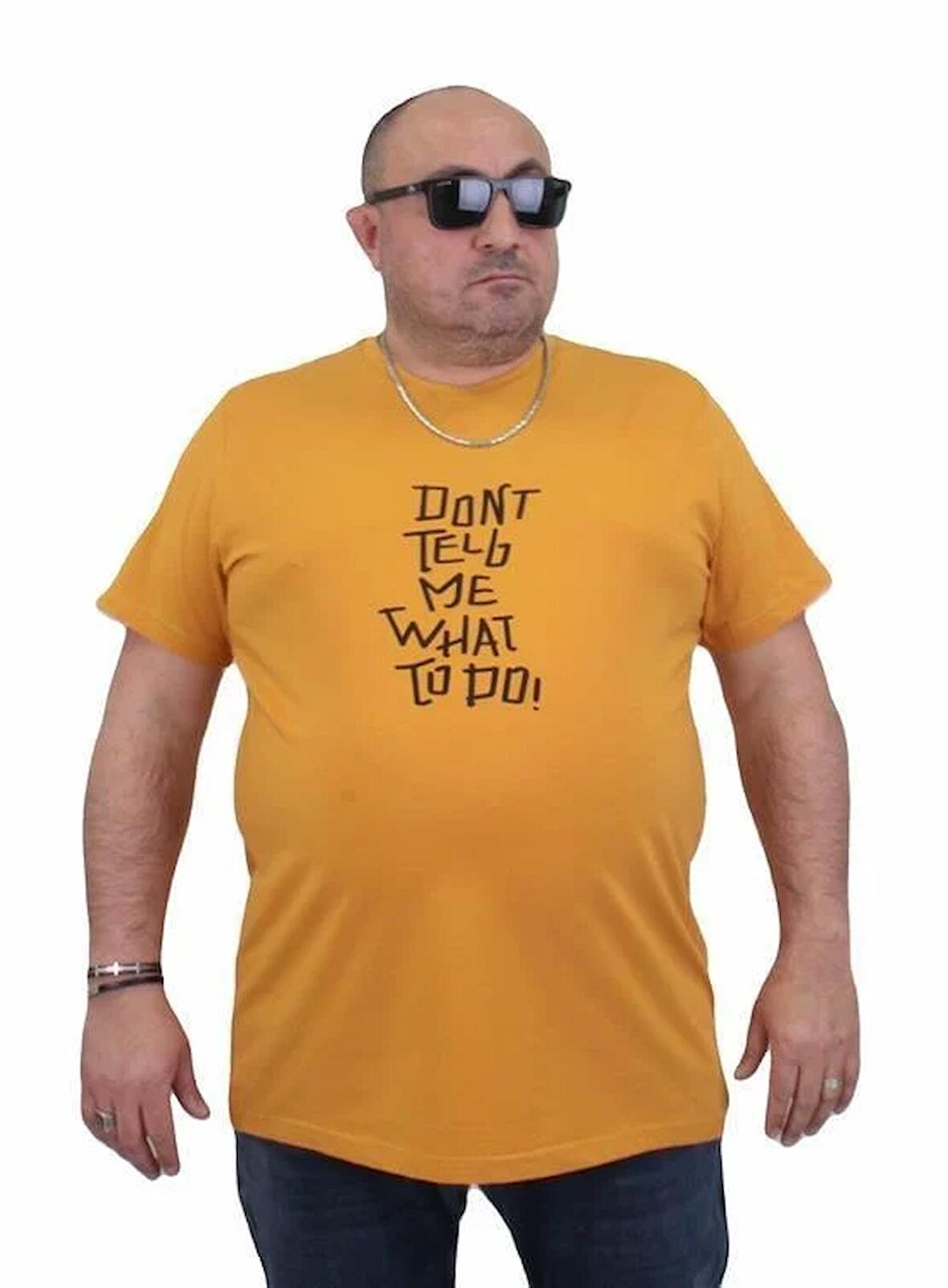 Starbattal Erkek Büyük Beden Sıfır Yaka Tişört Cool Boys 24125 HARDAL