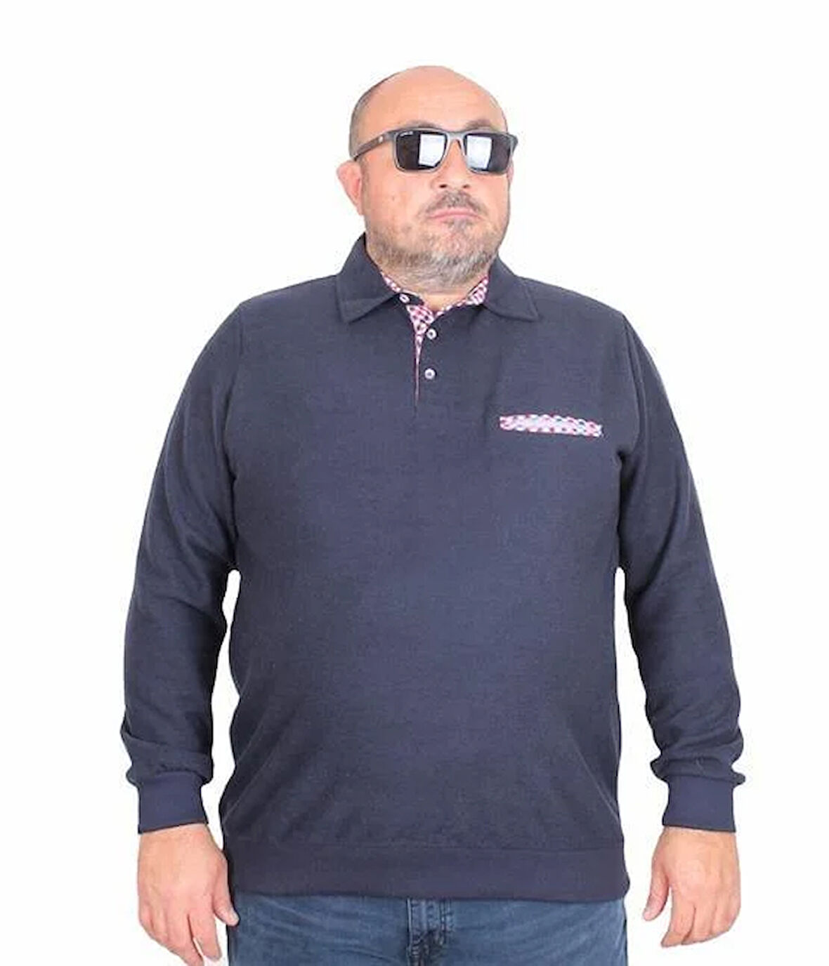 Starbattal Erkek Büyük Beden Polo Yaka Sweat Flota Cep 24407 LACIVERT