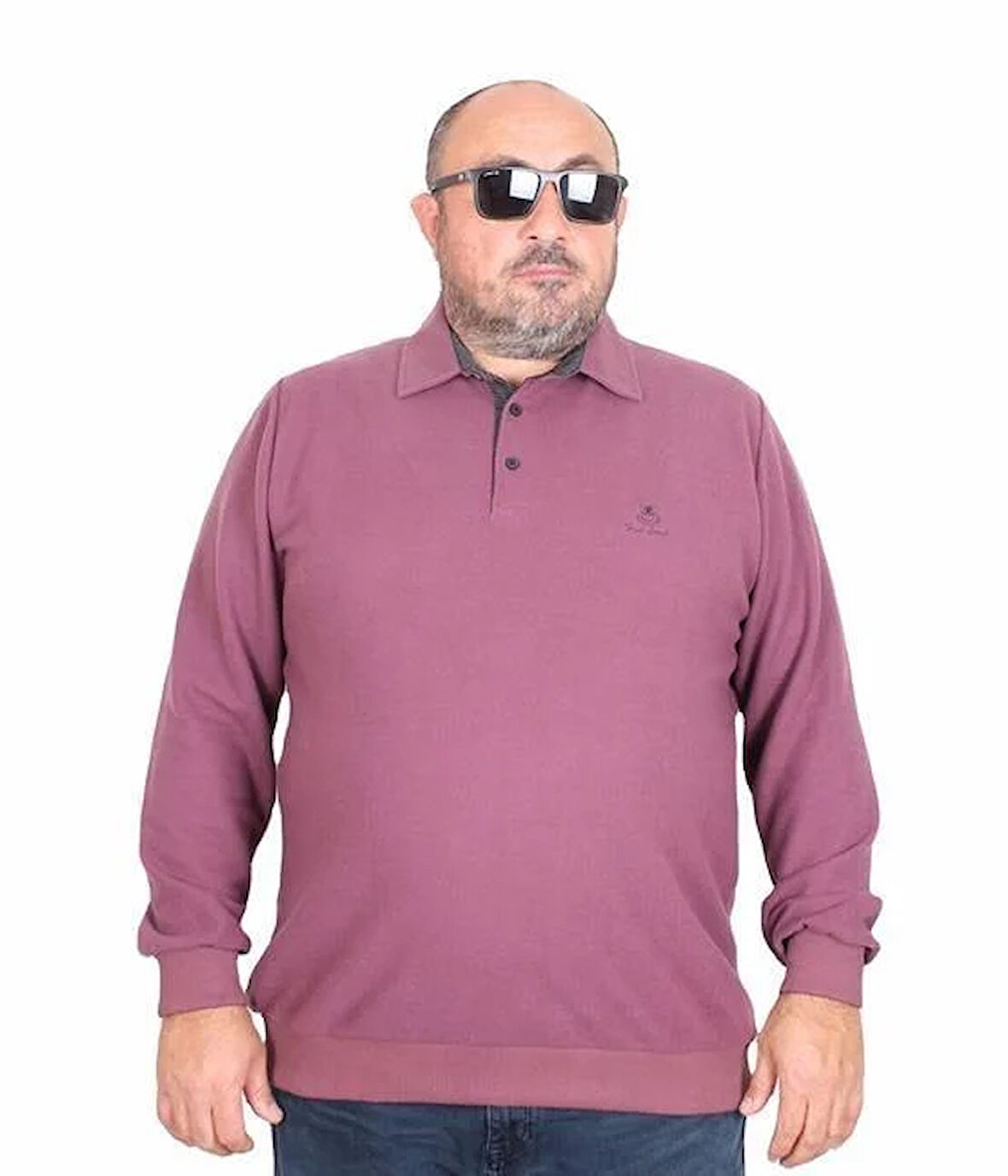 Starbattal Erkek Büyük Beden Polo Yaka Sweat Feel Good 24408 Eflatun