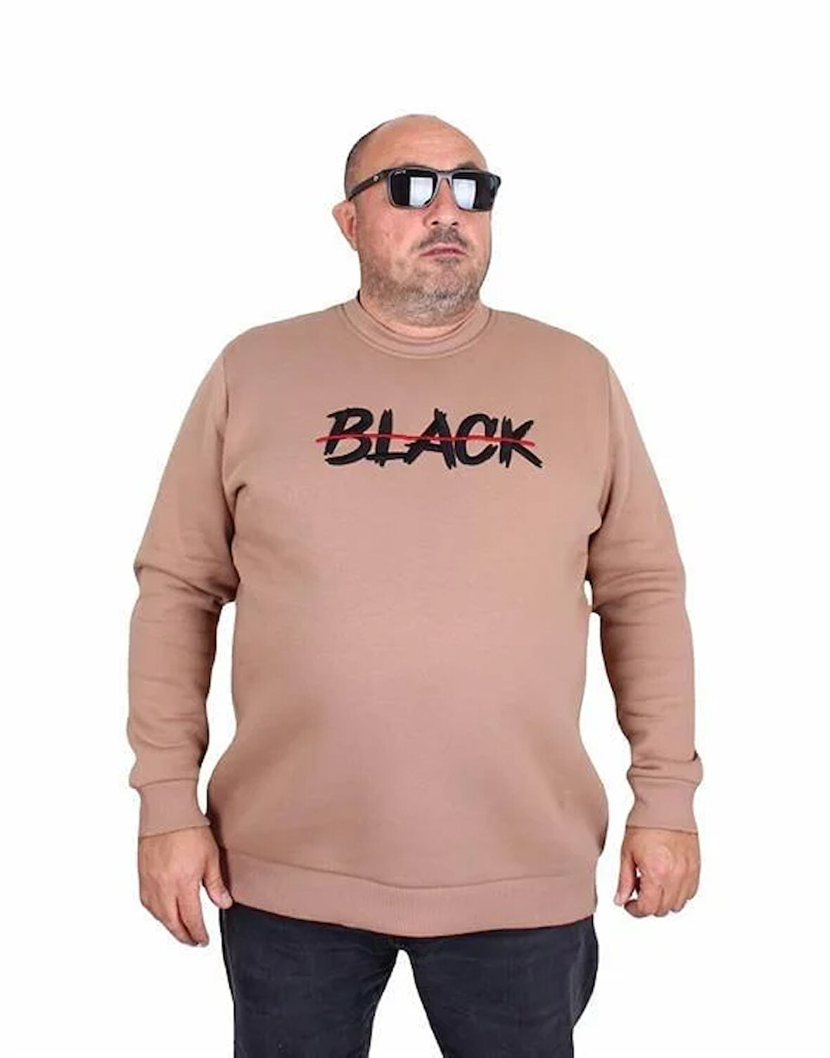 Starbattal Erkek Büyük Beden Sıfır Yaka 3ip Sweat Black 24202 S.KAHVE