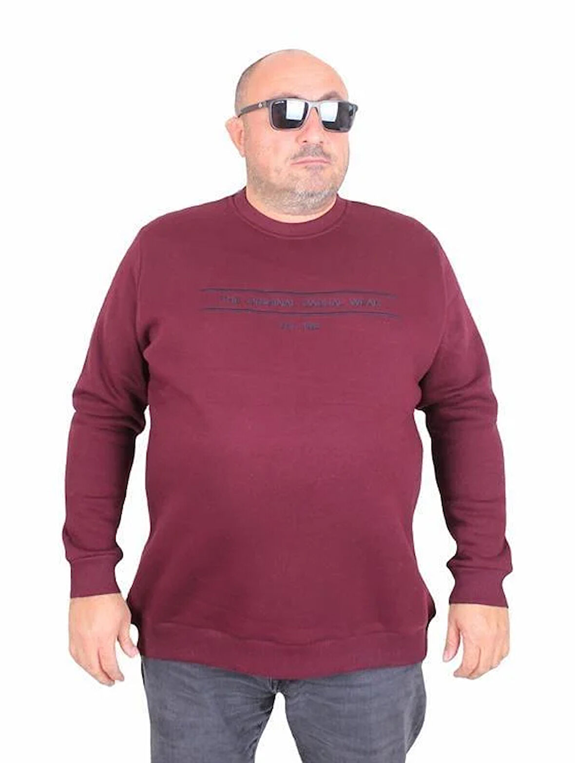 Starbattal Erkek Büyük Beden Sıfır Yaka 3ip Sweat Original 24203 MURDUM
