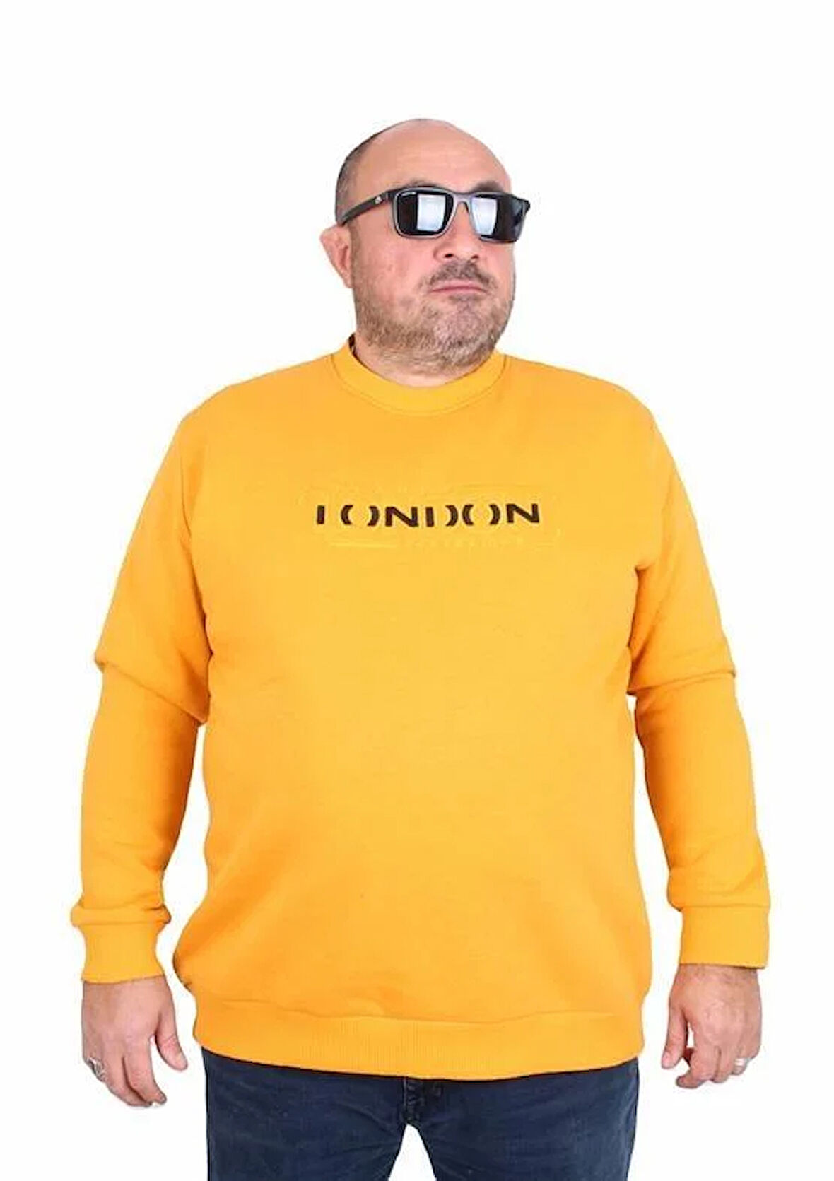 Starbattal Erkek Büyük Beden Sıfır Yaka 3ip Sweat London 24208 HARDAL