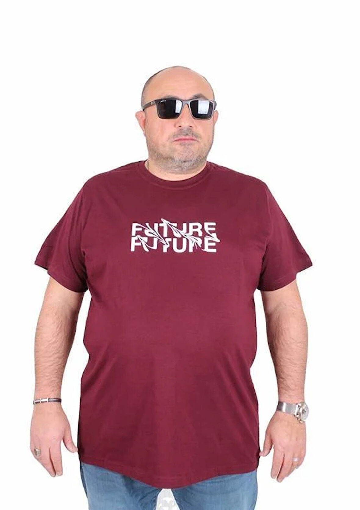 Starbattal Erkek Büyük Beden Sıfır Yaka Tişört The Future 25138 MURDUM