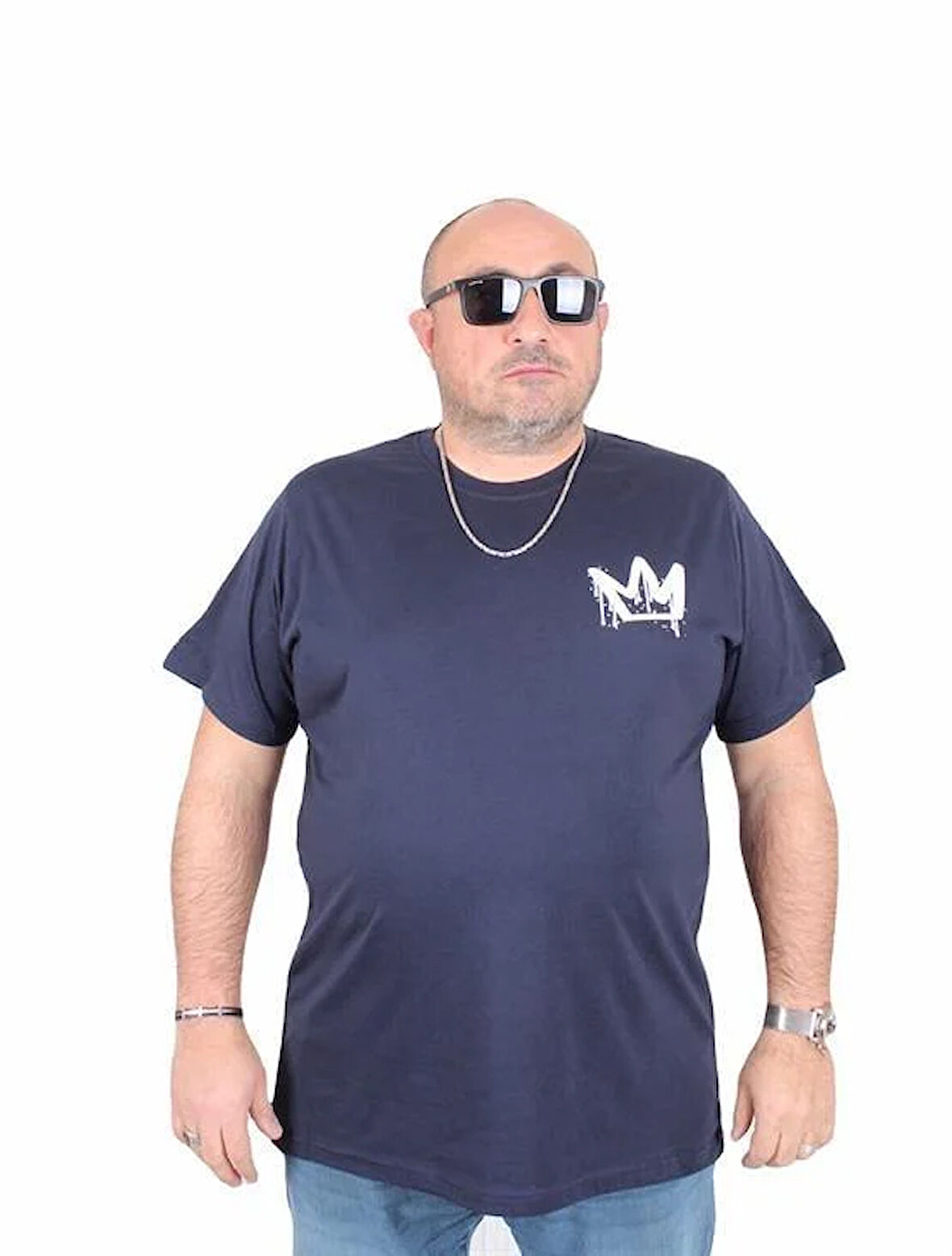 Starbattal Erkek Büyük Beden Sıfır Yaka Tişört King 25141 LACIVERT