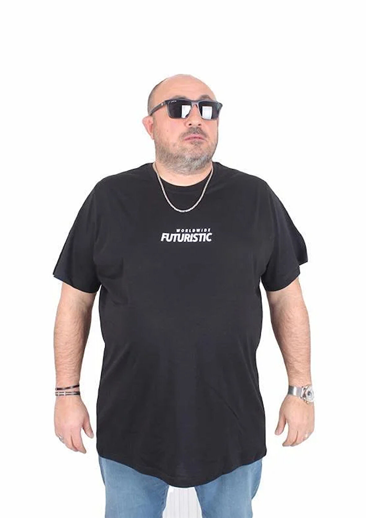 Starbattal Erkek Büyük Beden Sıfır Yaka Tişört Urban 25142 SIYAH