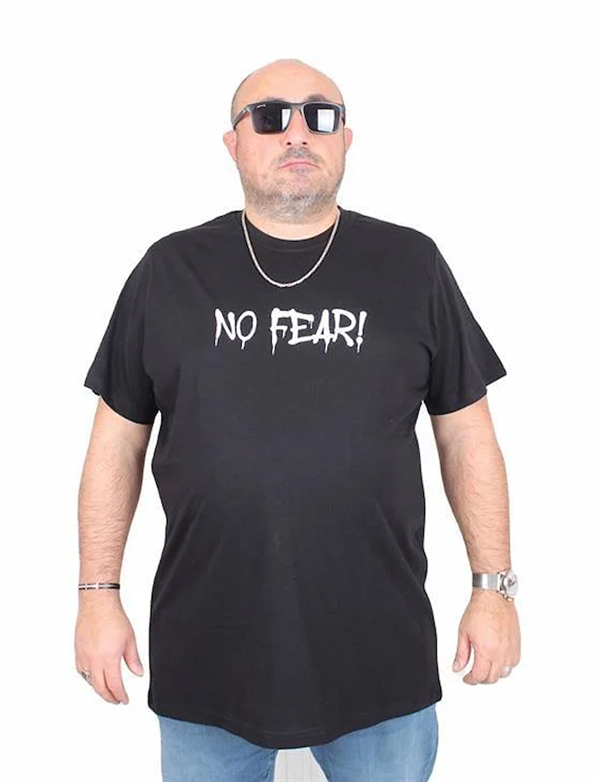 Starbattal Erkek Büyük Beden Sıfır Yaka Tişört No Fear 25143 SIYAH