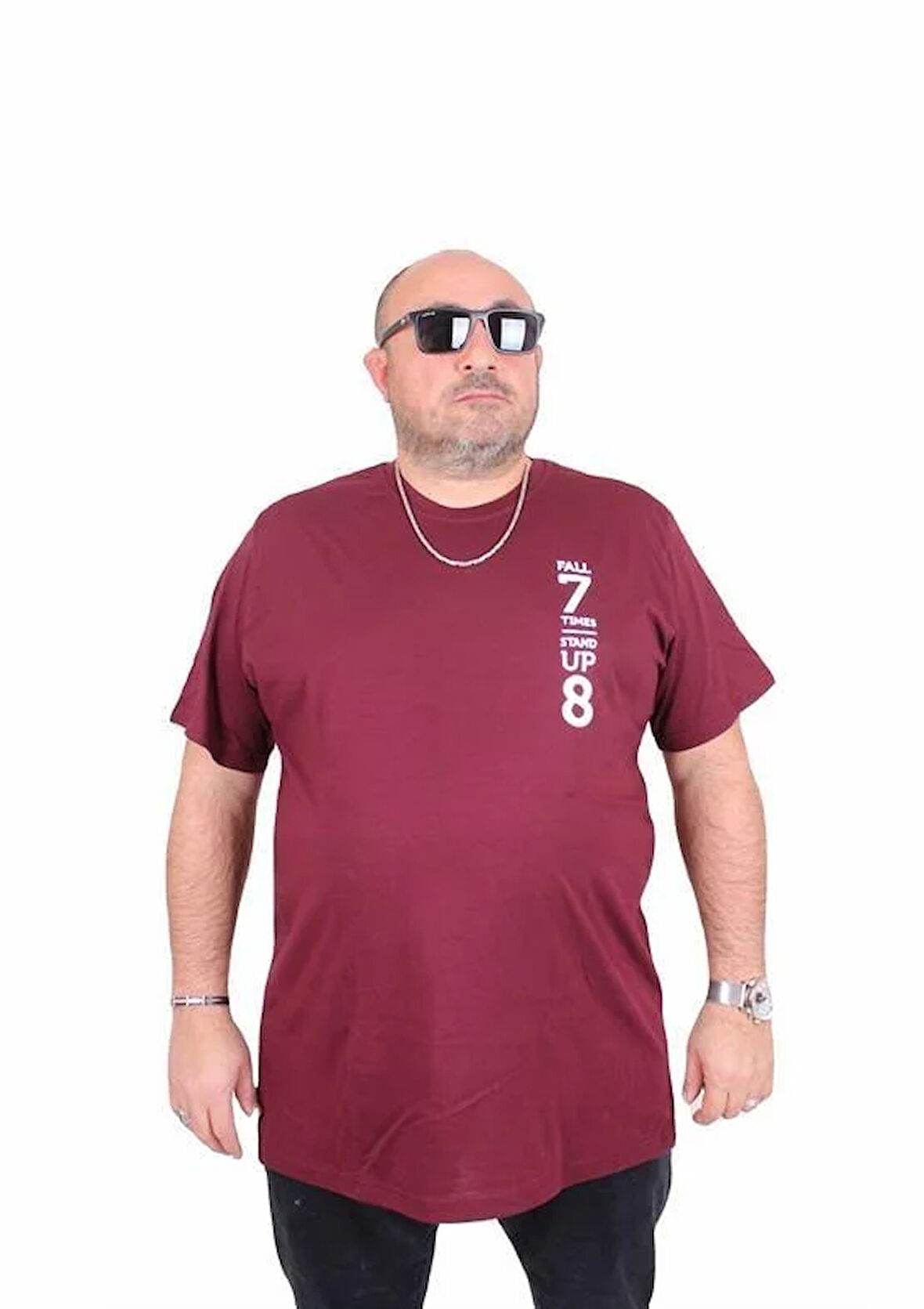 Starbattal Erkek Büyük Beden Sıfır Yaka Tişört Stand Up 25158 MURDUM