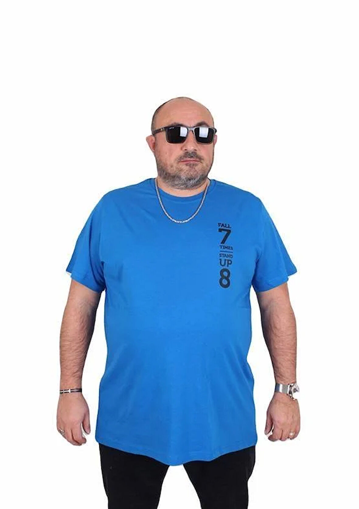 Starbattal Erkek Büyük Beden Sıfır Yaka Tişört Stand Up 25158 SAKS