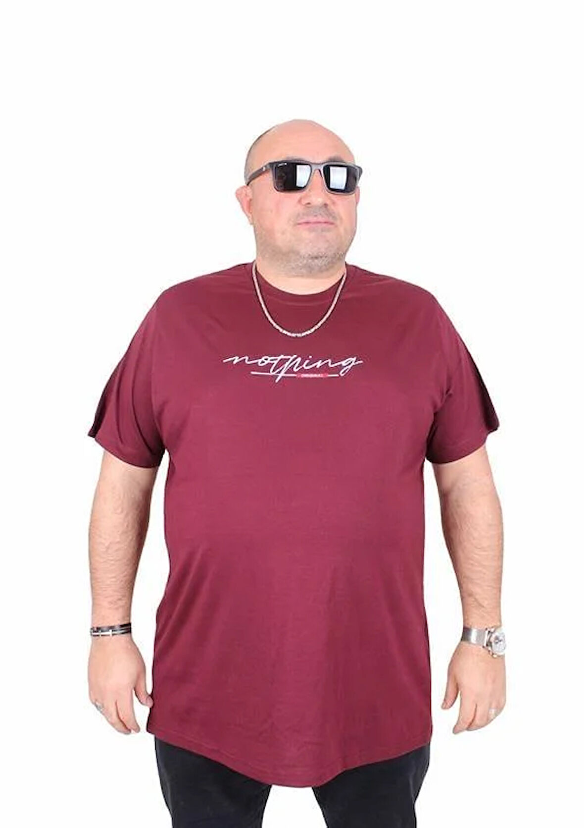 Starbattal Erkek Büyük Beden Sıfır Yaka Tişört Nothing 25173 MURDUM