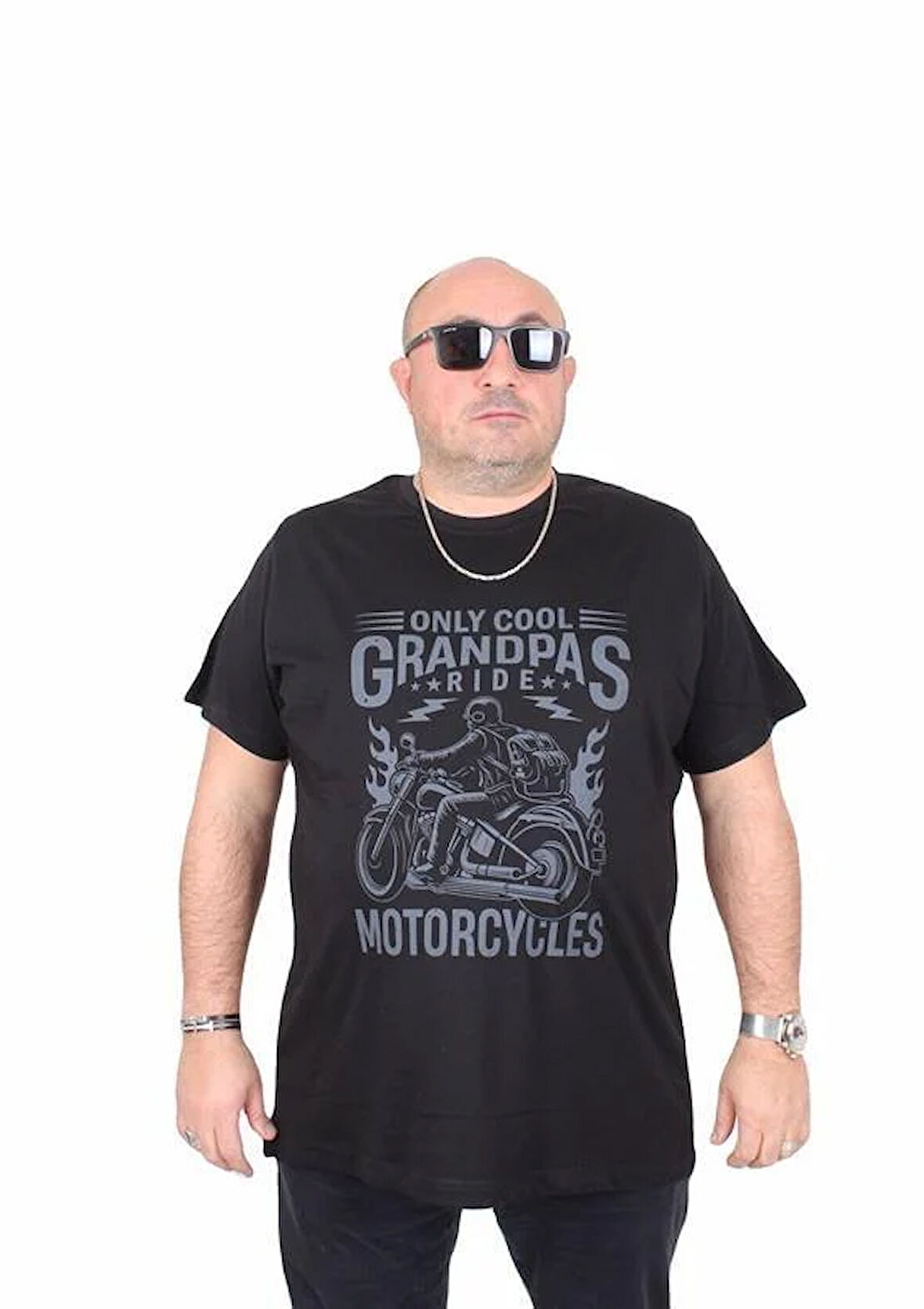 Starbattal Erkek Büyük Beden Sıfır Yaka Tişört Only Cool 25177 SIYAH