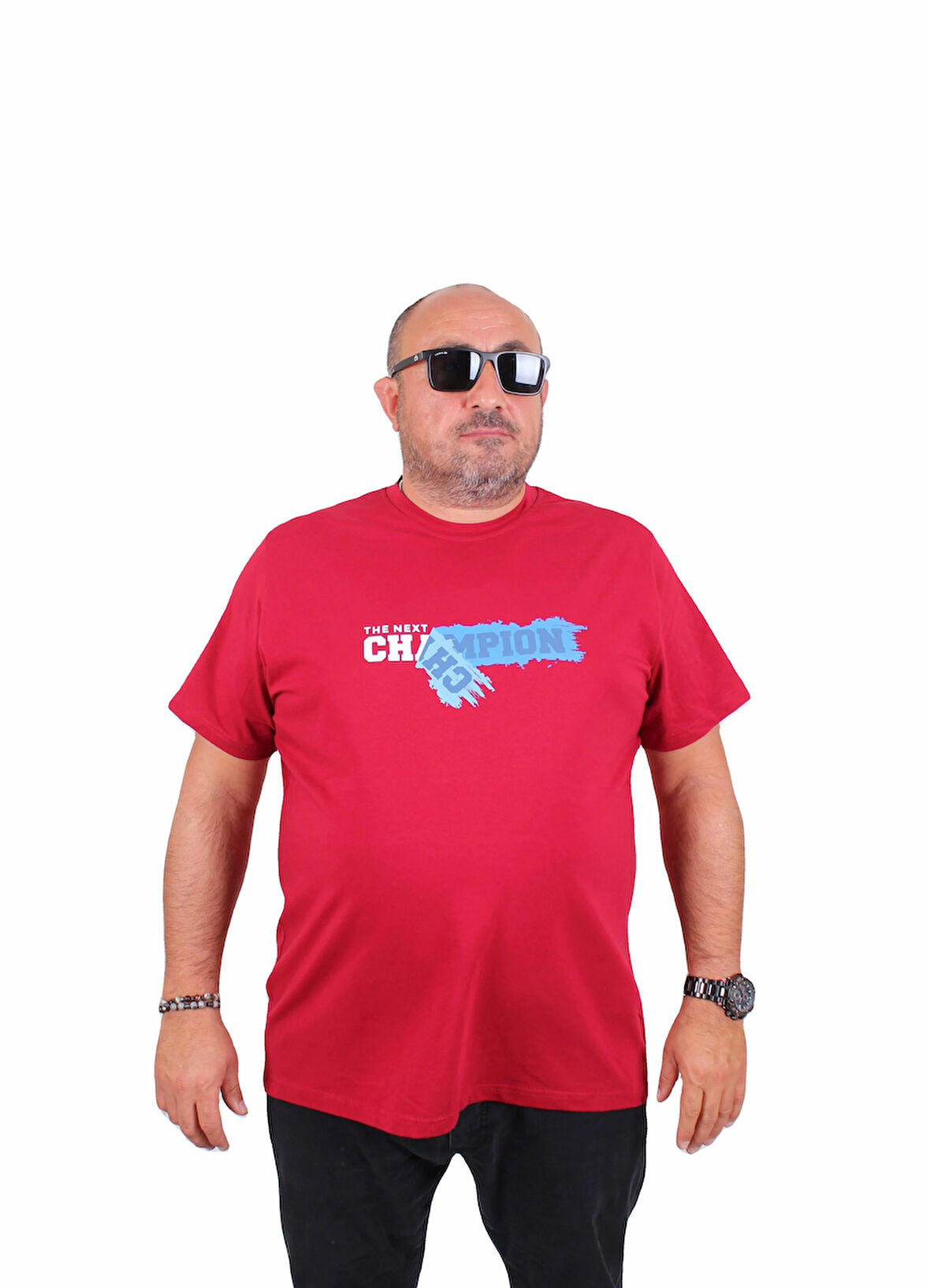 Starbattal Erkek Büyük Beden Sıfır Yaka Tişört Champion 25180 BORDO