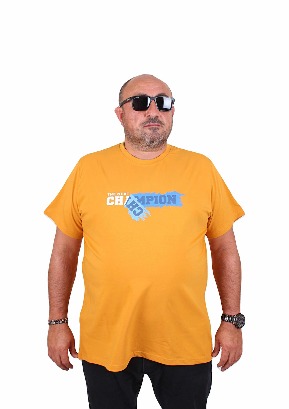 Starbattal Erkek Büyük Beden Sıfır Yaka Tişört Champion 25180 HARDAL