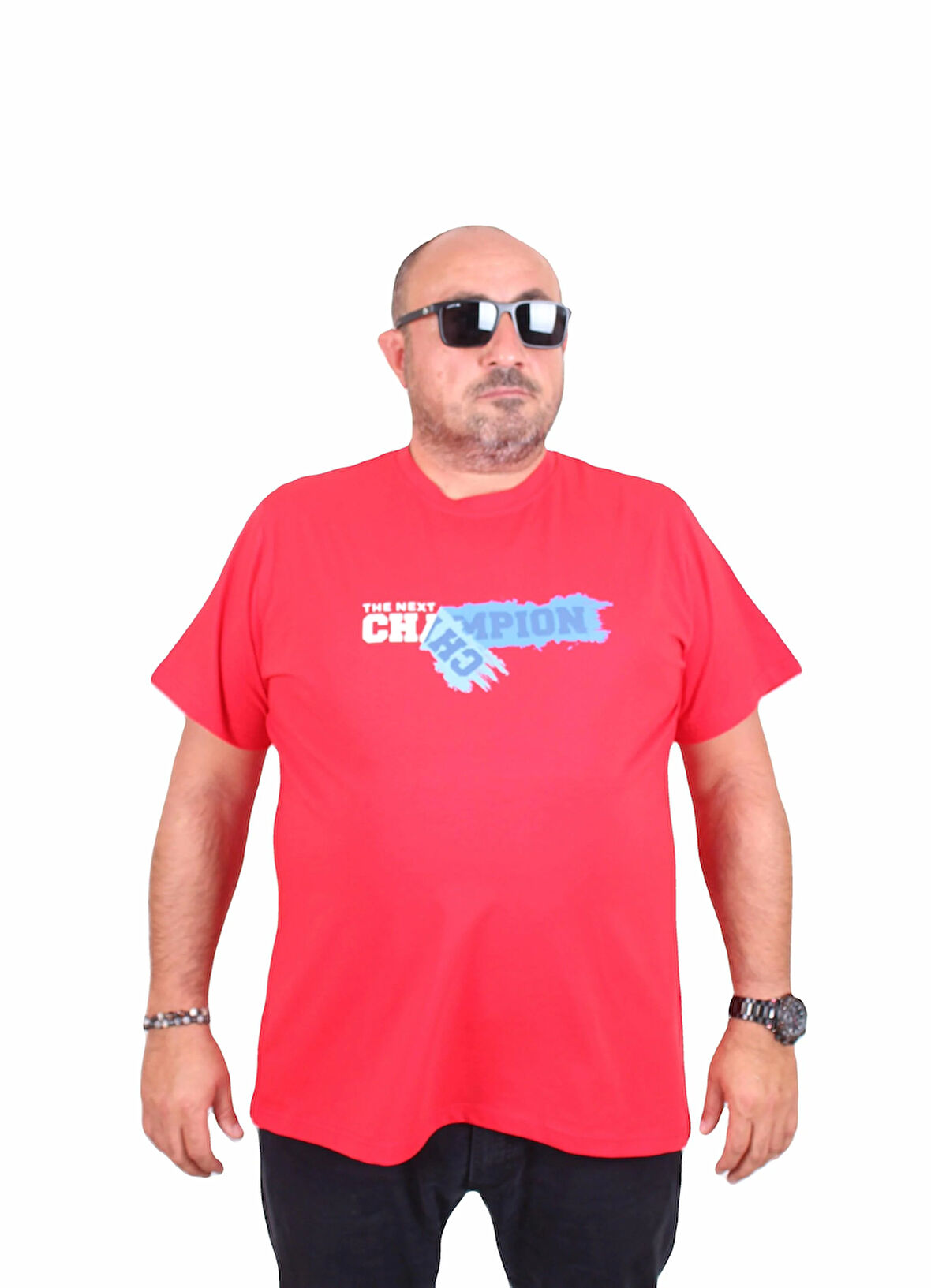 Starbattal Erkek Büyük Beden Sıfır Yaka Tişört Champion 25180 KIRMIZI