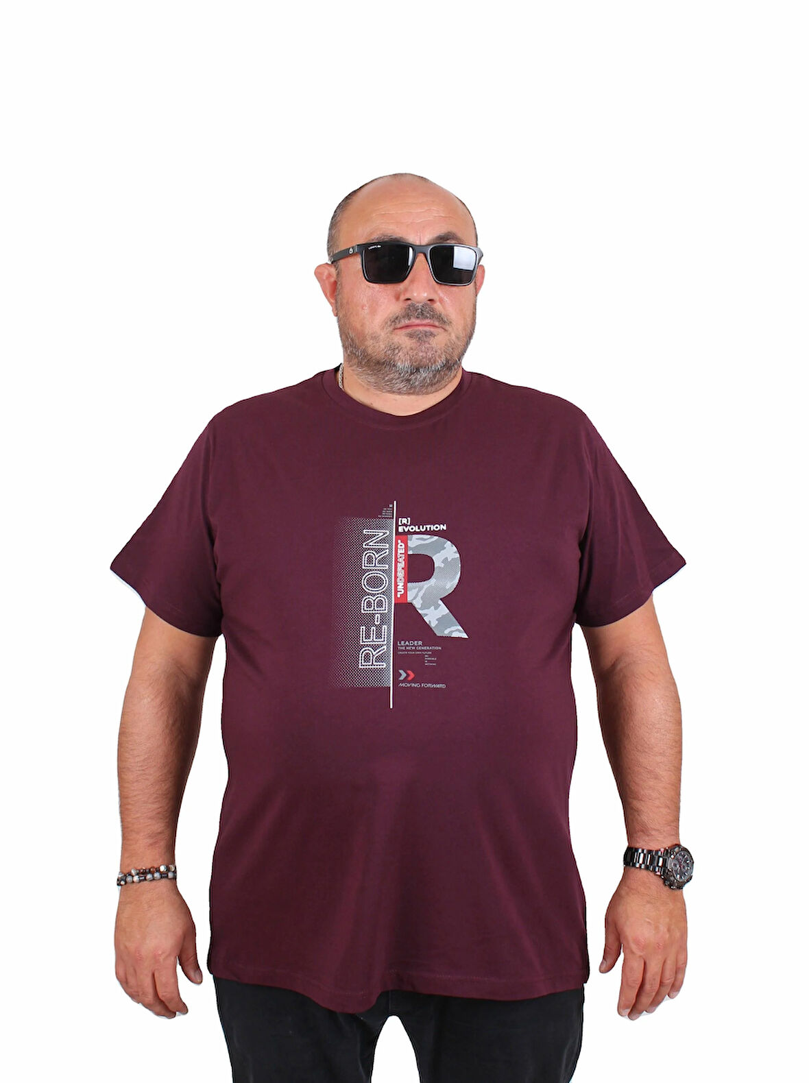 Starbattal Erkek Büyük Beden Sıfır Yaka Tişört Re-Born 25185 MURDUM