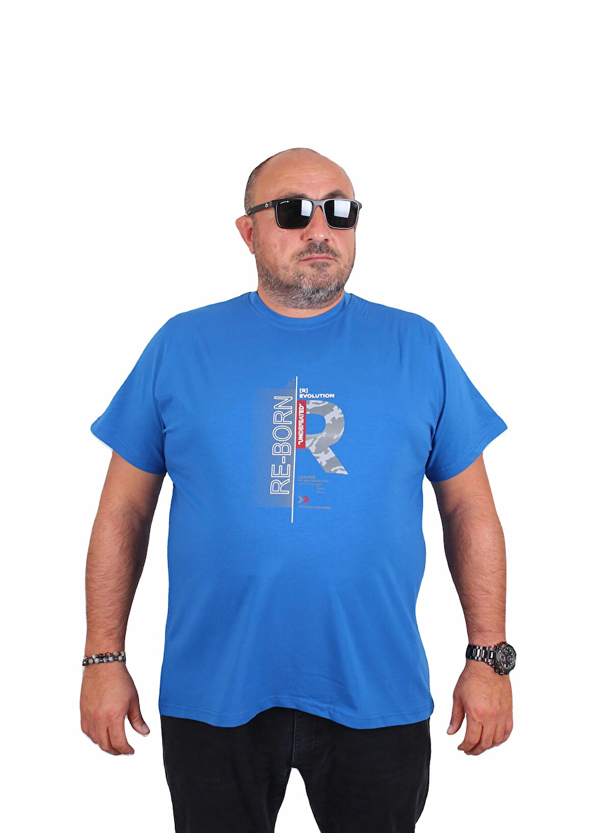 Starbattal Erkek Büyük Beden Sıfır Yaka Tişört Re-Born 25185 SAKS