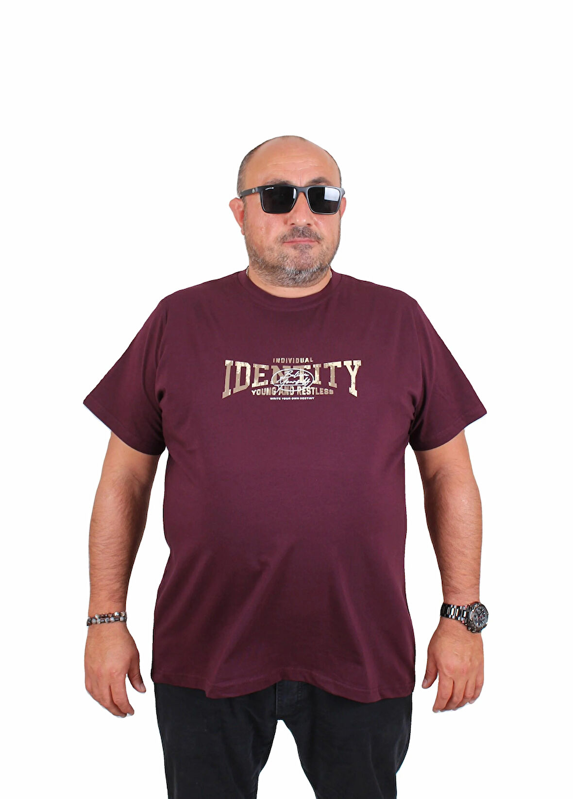 Starbattal Erkek Büyük Beden Sıfır Yaka Tişört Identity 25189 MURDUM