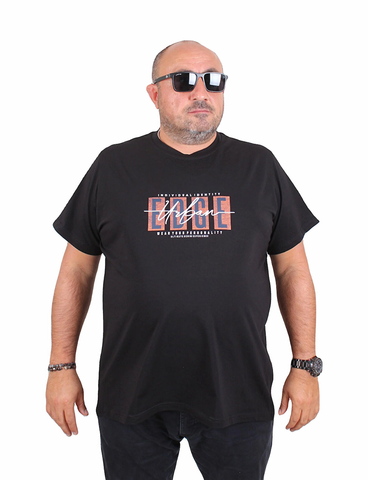 Starbattal Erkek Büyük Beden Sıfır Yaka Tişört Edge 25190 SIYAH