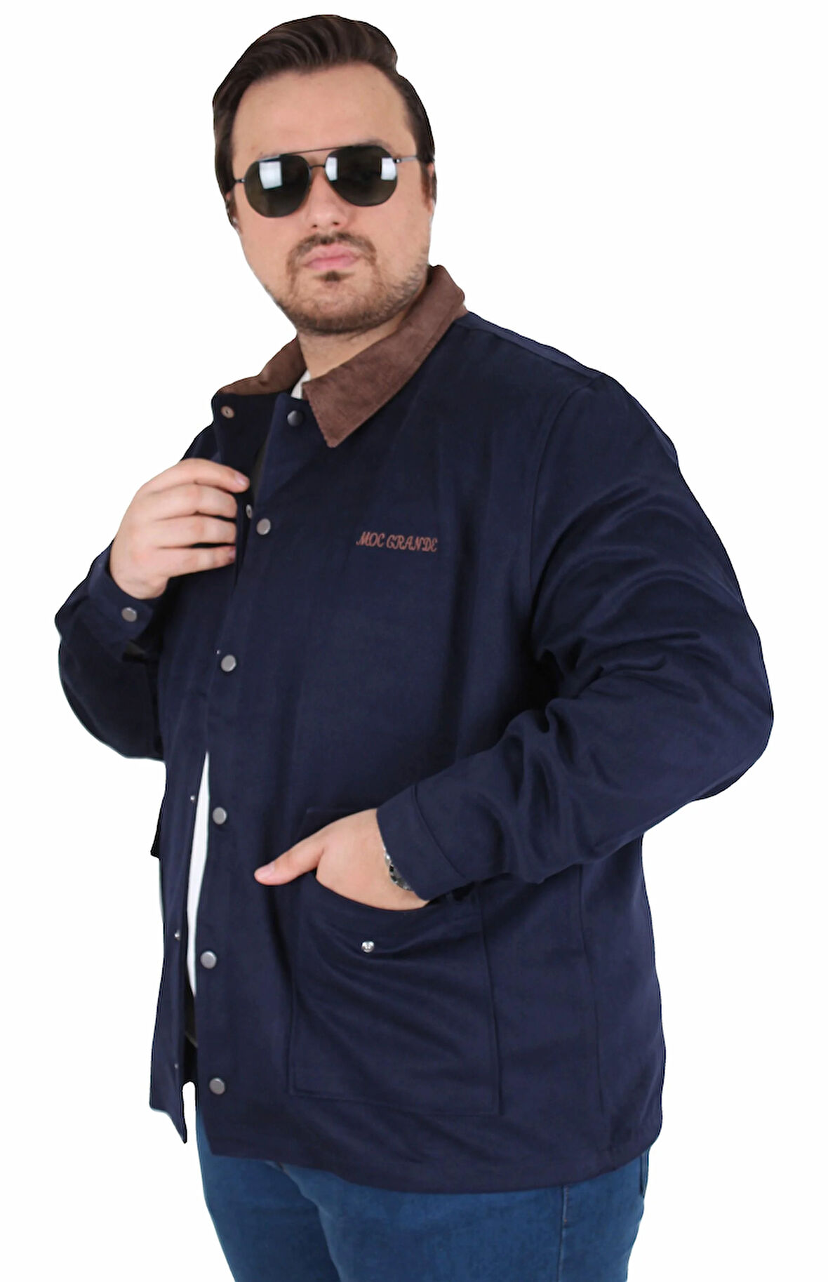 Starbattal Büyük Beden Gabardin Mont Chaqueta Abrigo 25902 LACIVERT