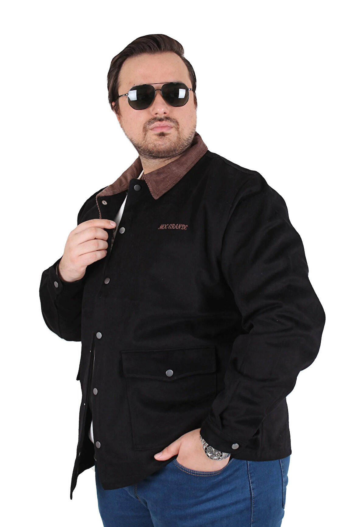 Starbattal Büyük Beden Gabardin Mont Chaqueta Abrigo 25902 SIYAH