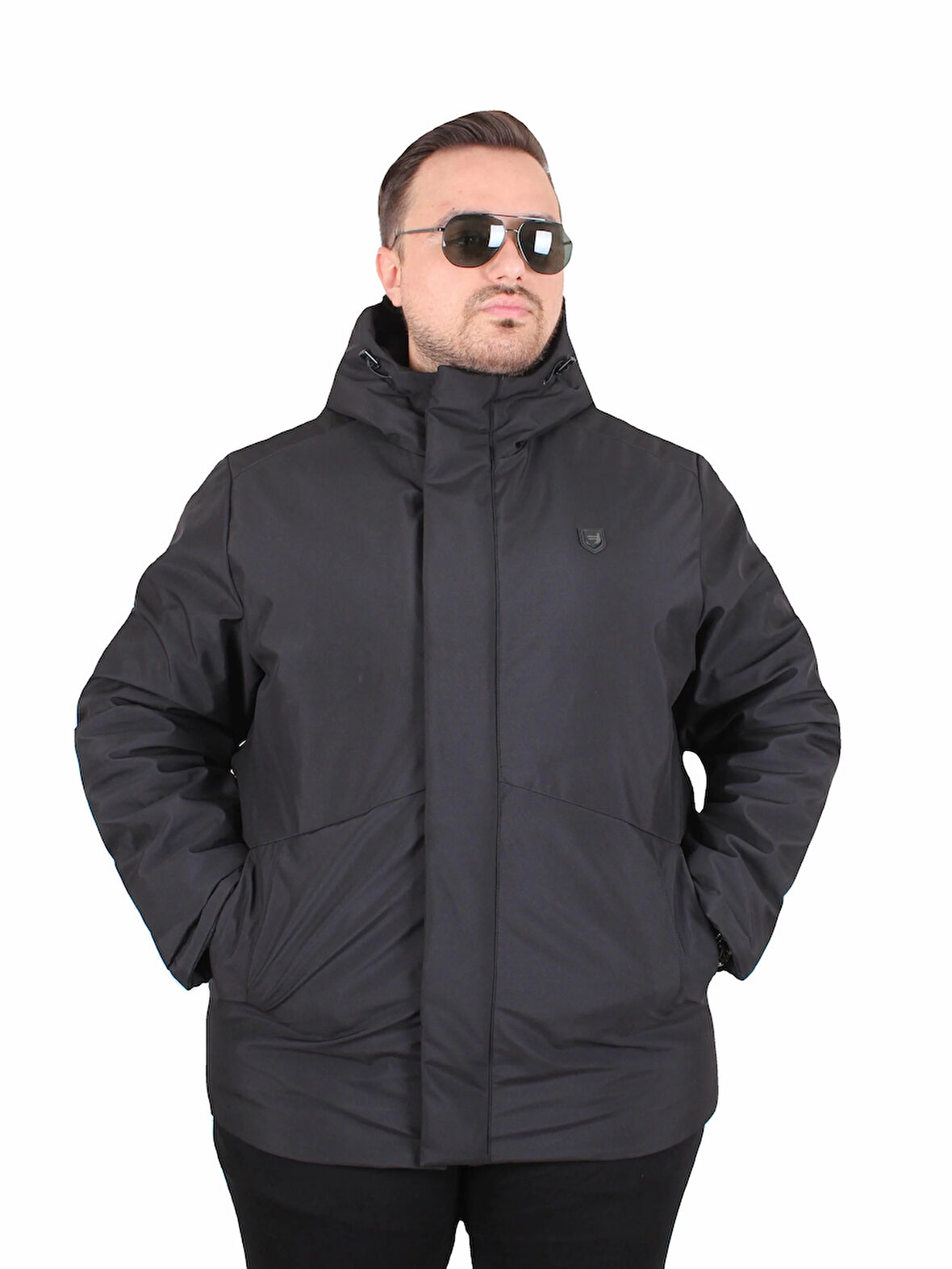 Starbattal Erkek Büyük Beden Kapüşonlu Mont Lujo 2504 SIYAH